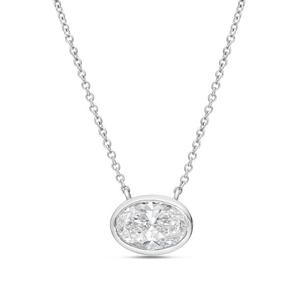 Lab Grown Oval Diamond Bezel Pendant