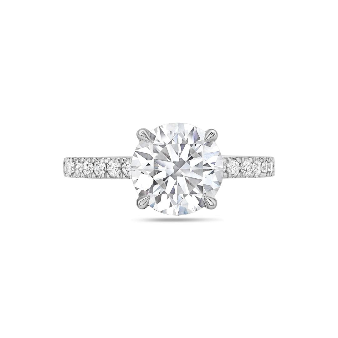 Lab Grown Round Pave Diamond Engagement Ring