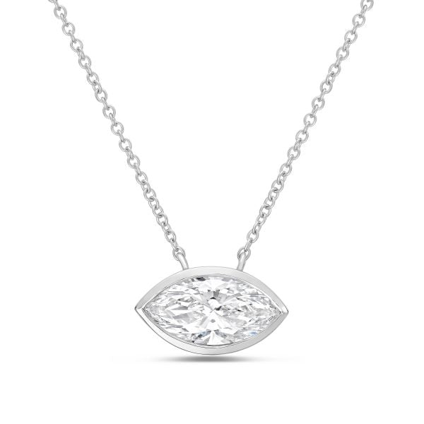 Lab Grown Marquise Bezel Pendant