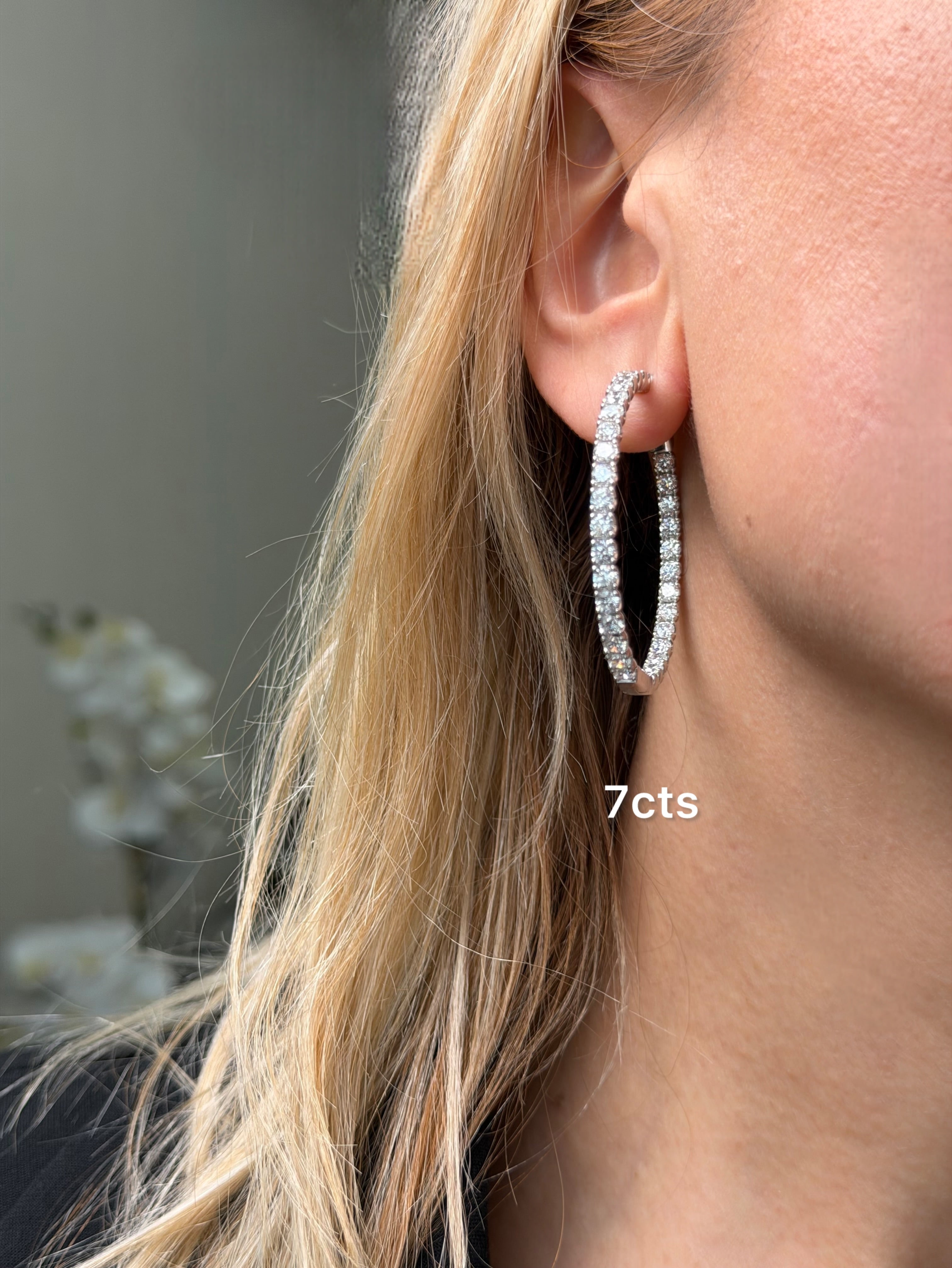 Lab Grown Round Diamond Hoop Earrings - 1.50"