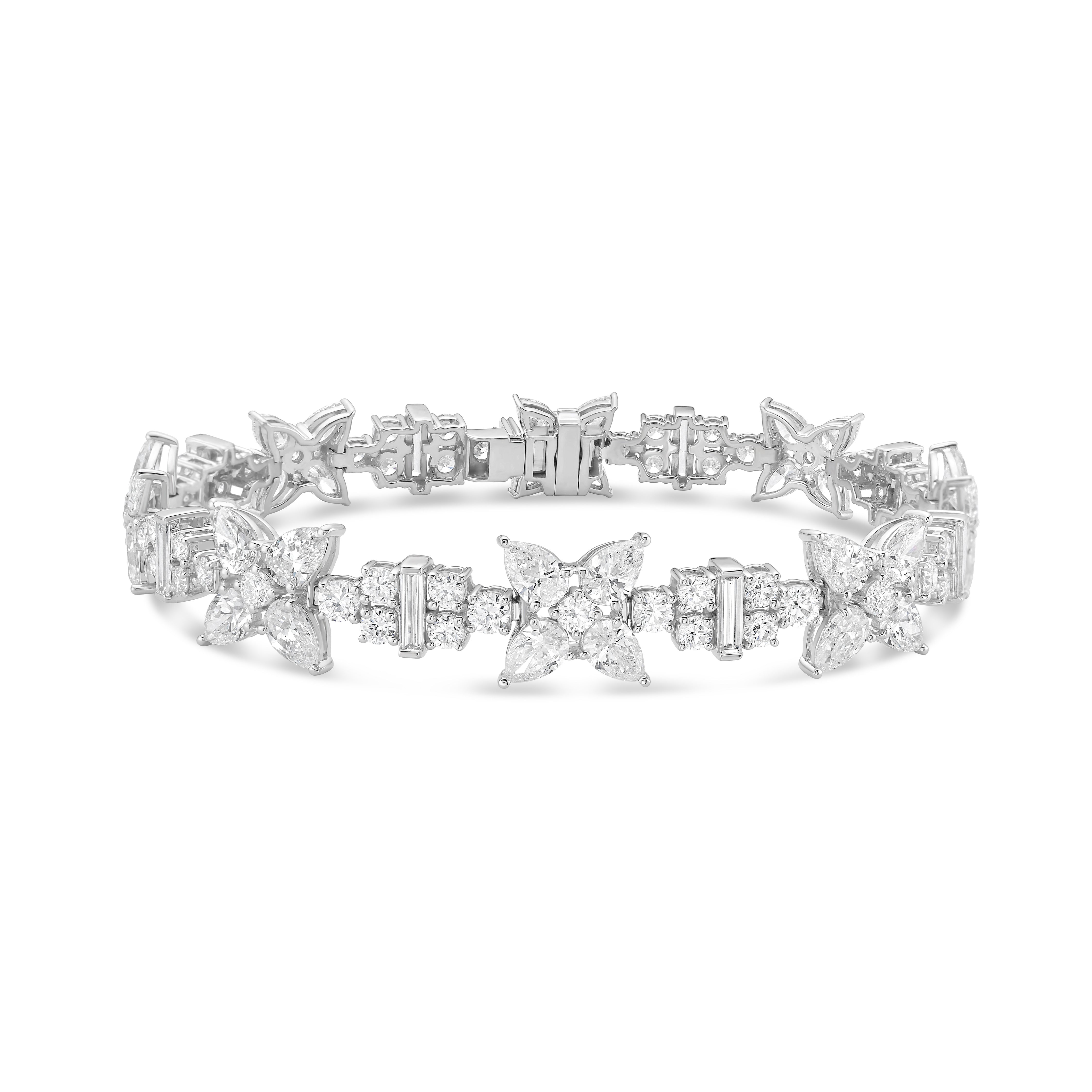 Lab Grown Multi-Cut Diamond Cluster Bracelet