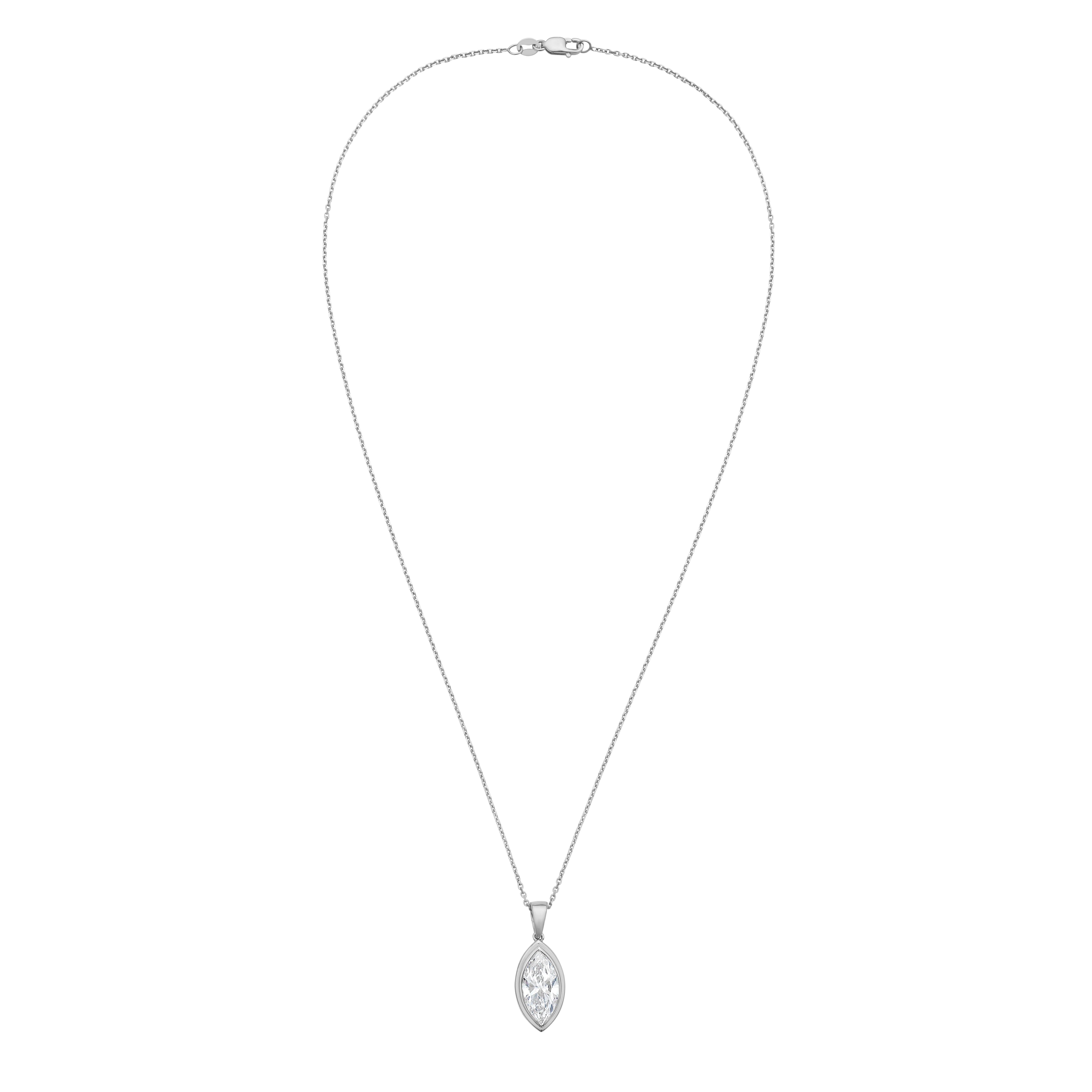Lab Grown Marquise Diamond Bezel Pendant With Bail