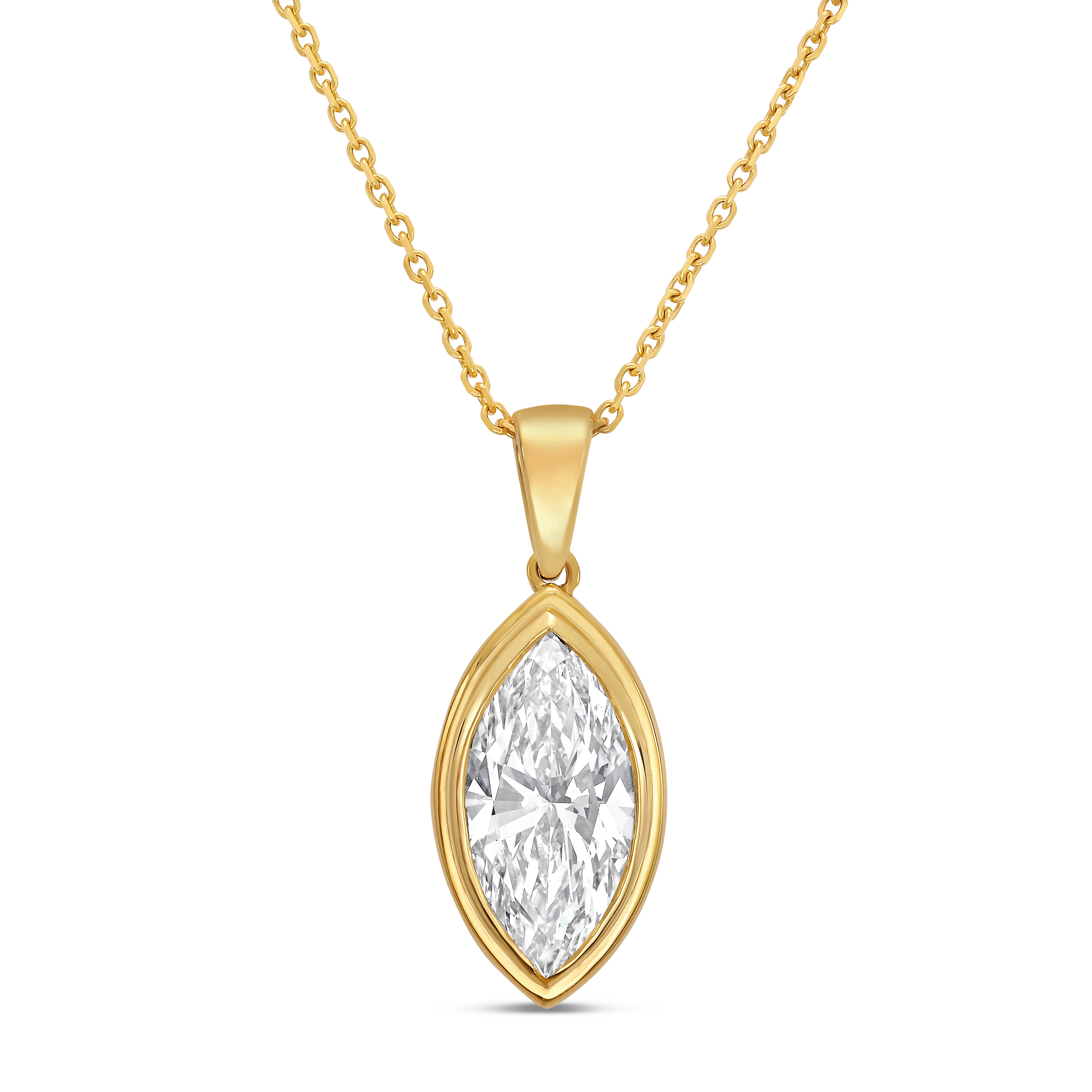 Lab Grown Marquise Diamond Bezel Pendant With Bail