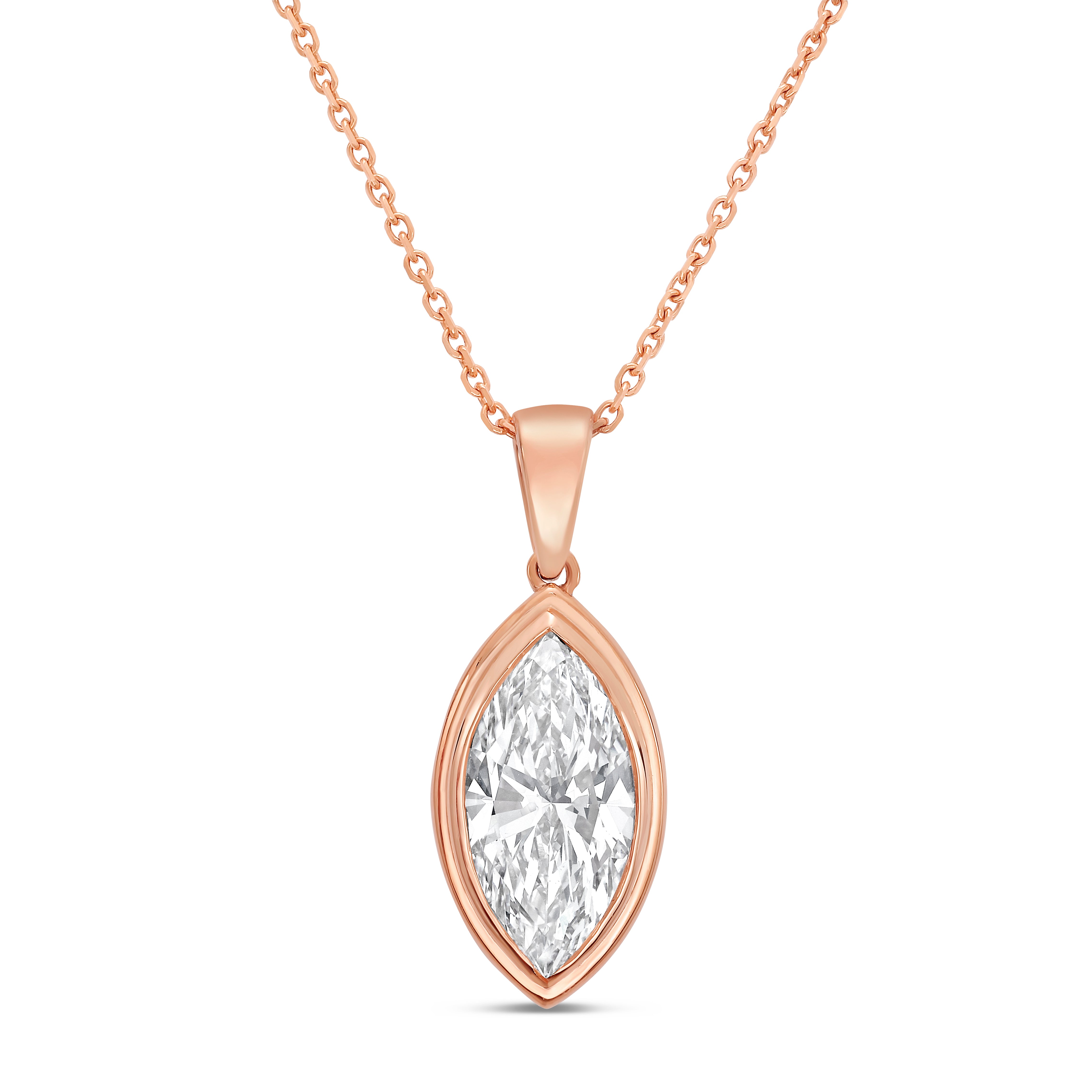 Lab Grown Marquise Diamond Bezel Pendant With Bail