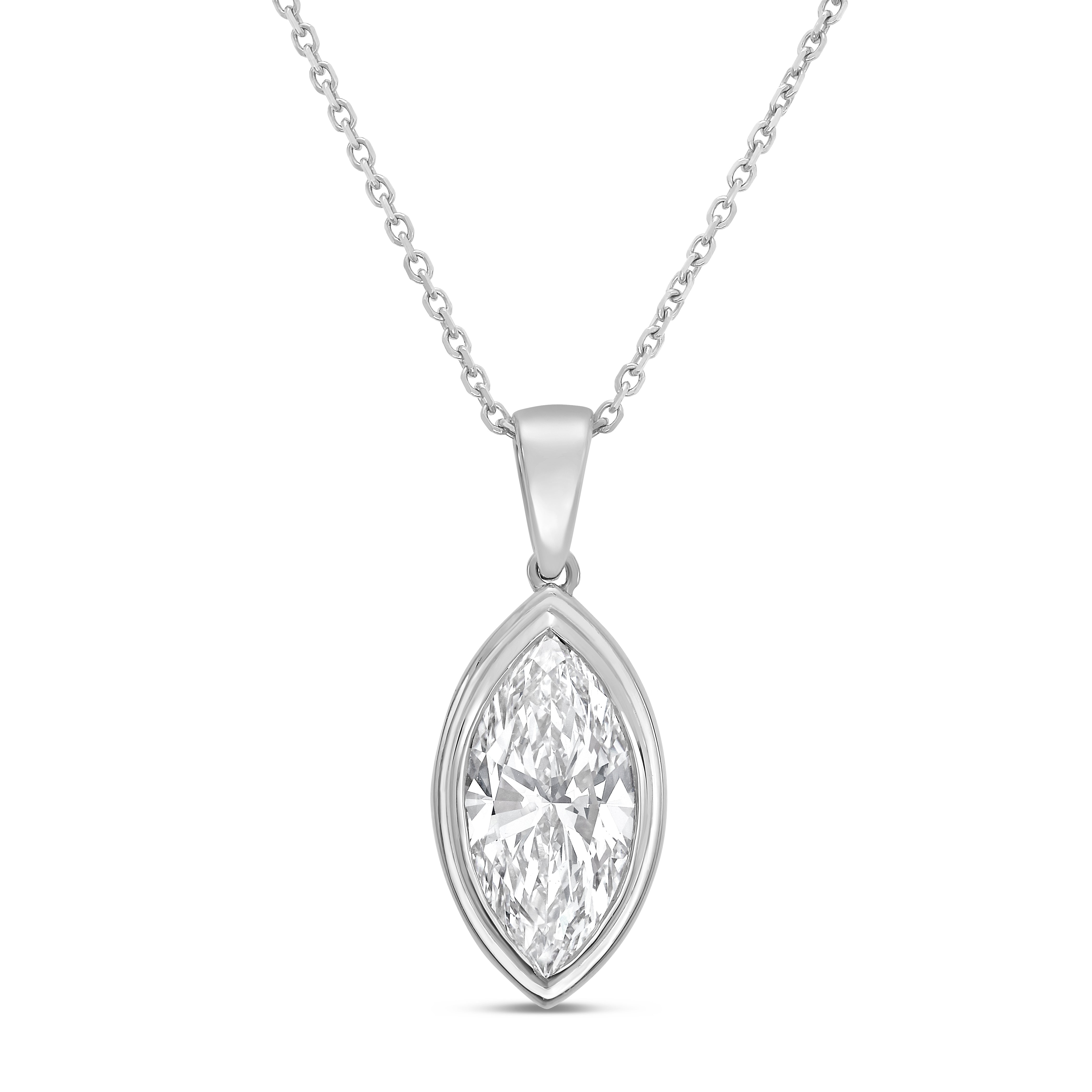 Lab Grown Marquise Diamond Bezel Pendant With Bail