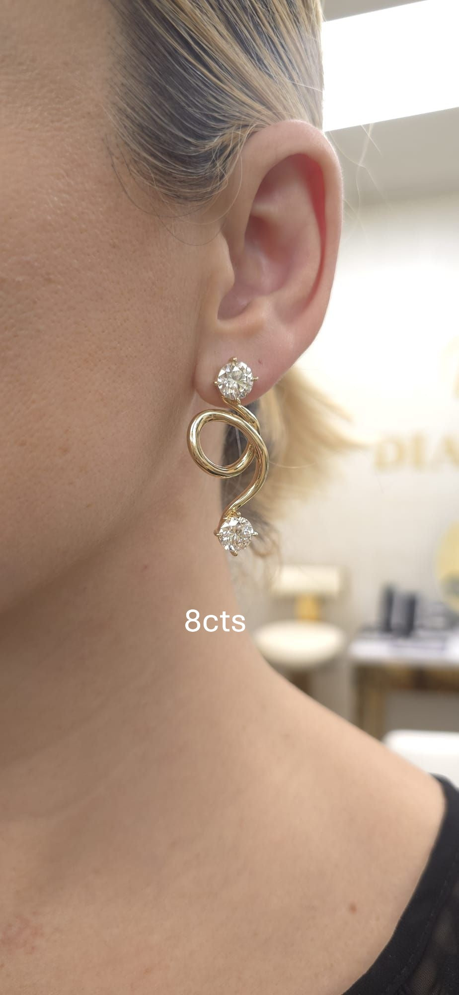Lab Grown Diamond Gold Spiral Stud Earrings