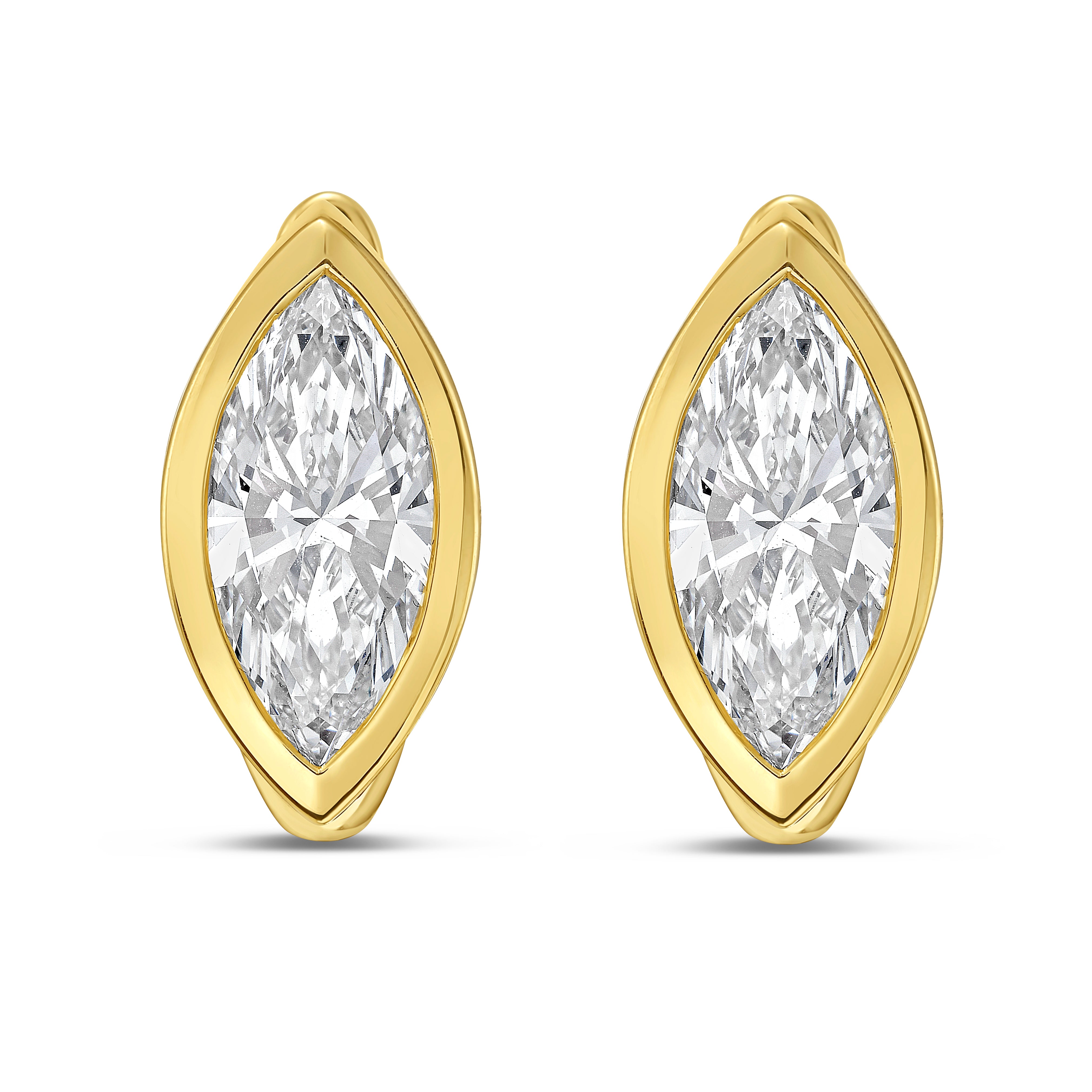Lab Grown Marquise Diamond Bezel Earrings