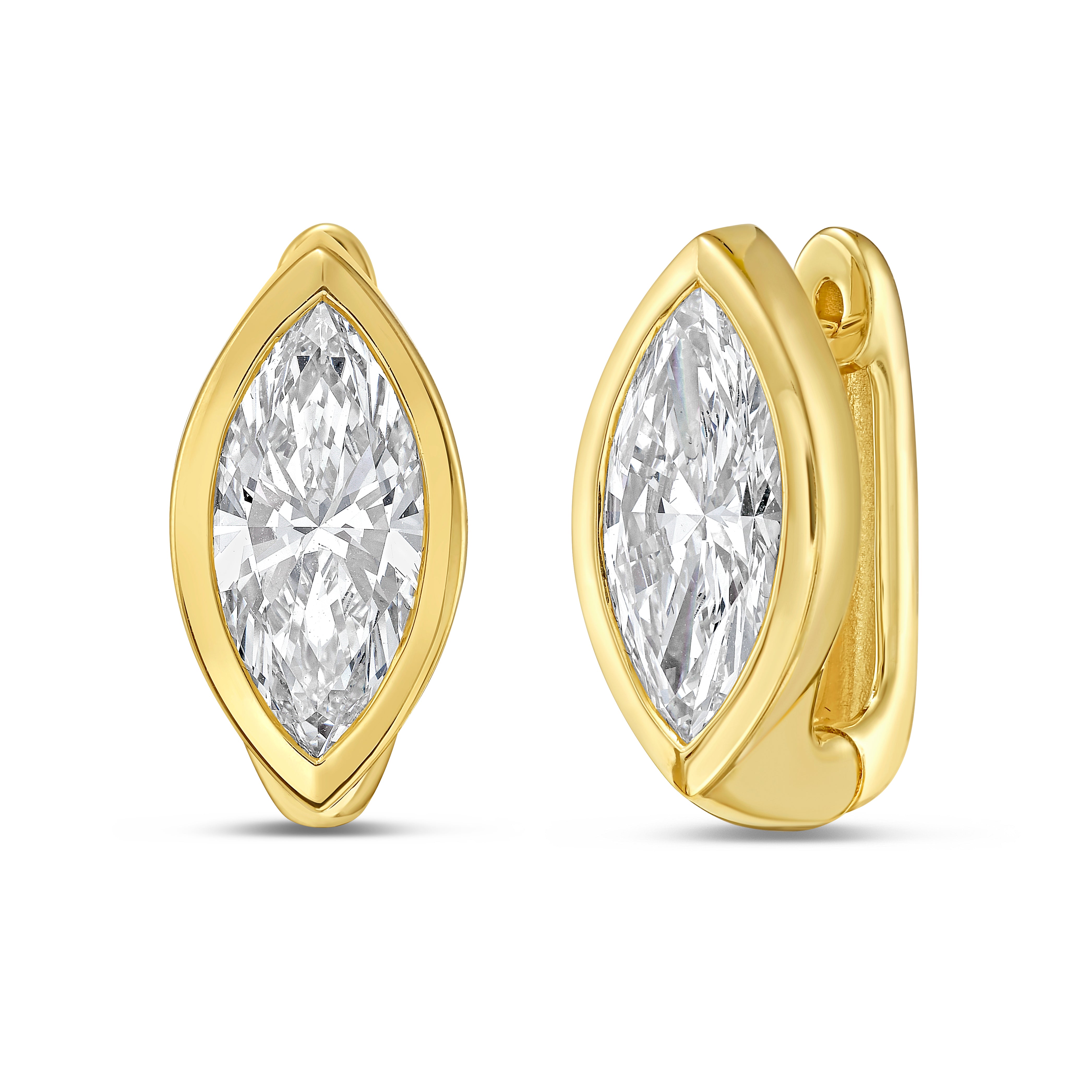 Lab Grown Marquise Diamond Bezel Earrings