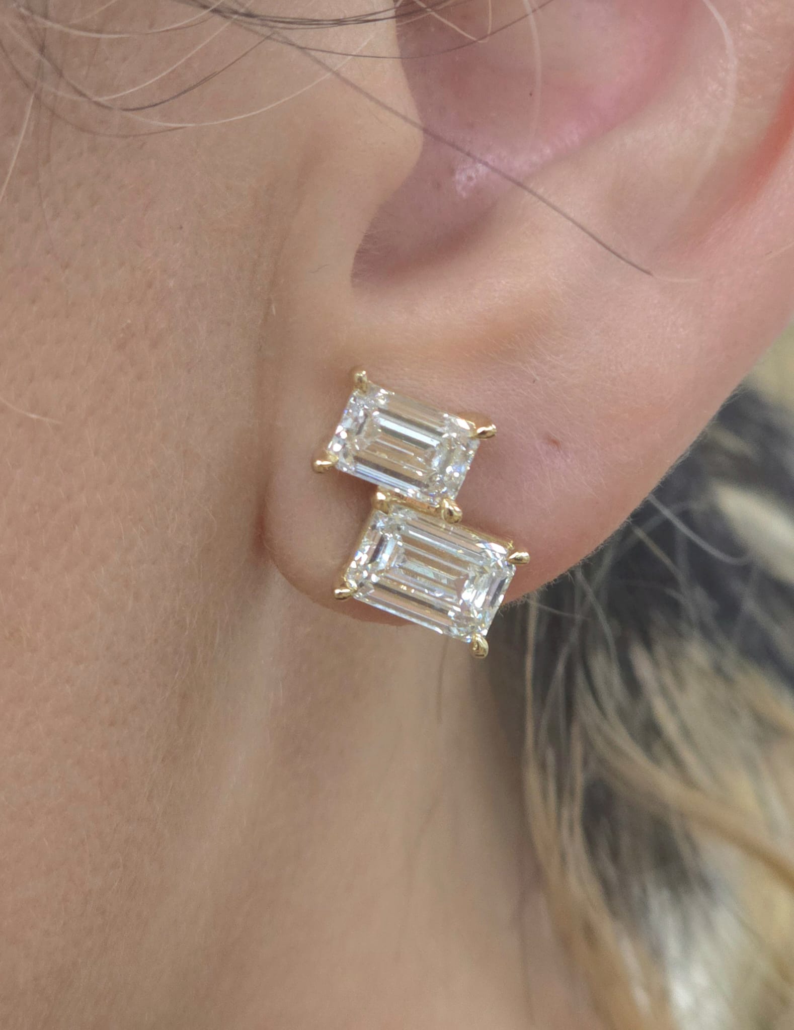 Lab Grown Emerald Diamond Earrings