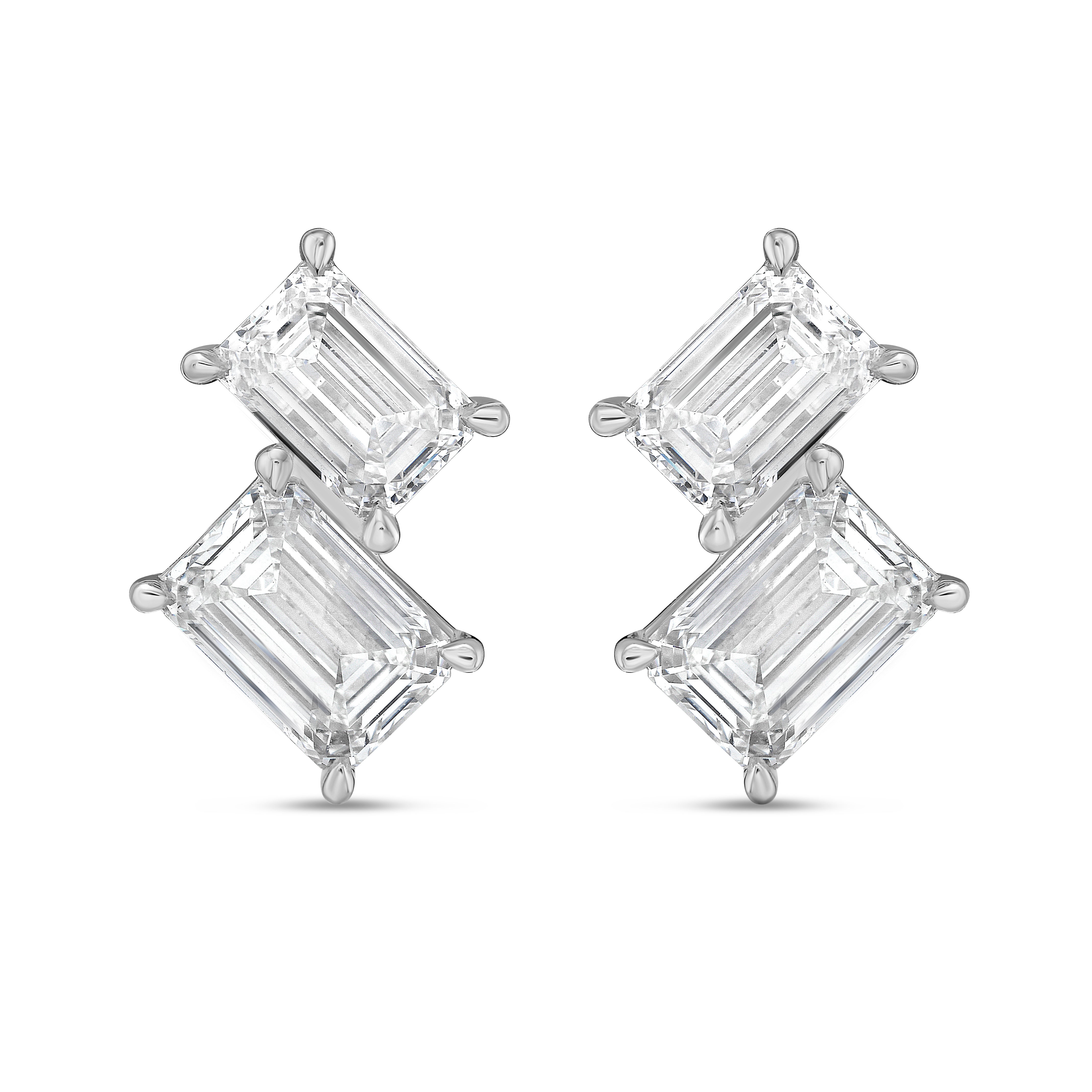 Lab Grown Emerald Diamond Earrings