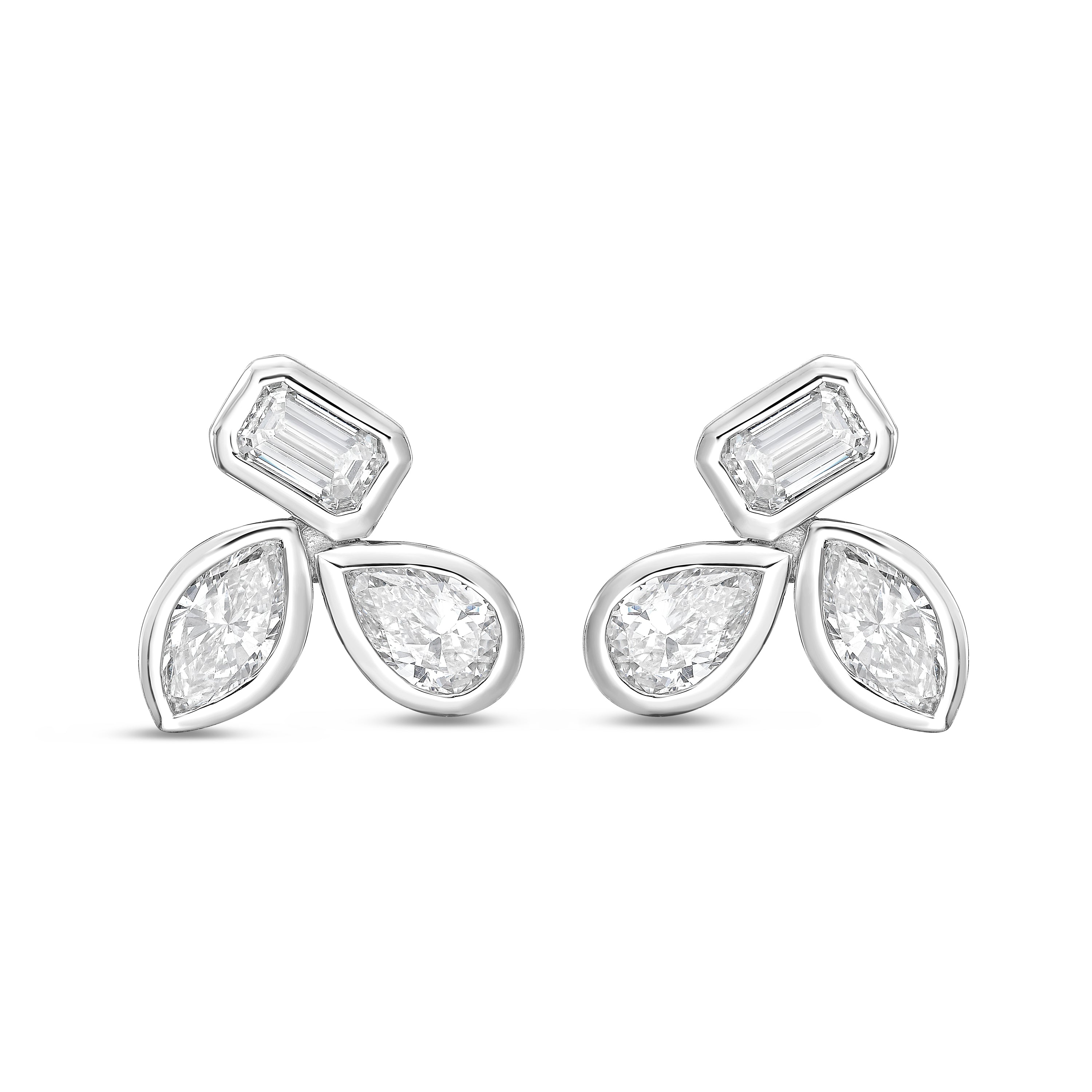 Lab Grown Multi-Cut Diamond Bezel Earring