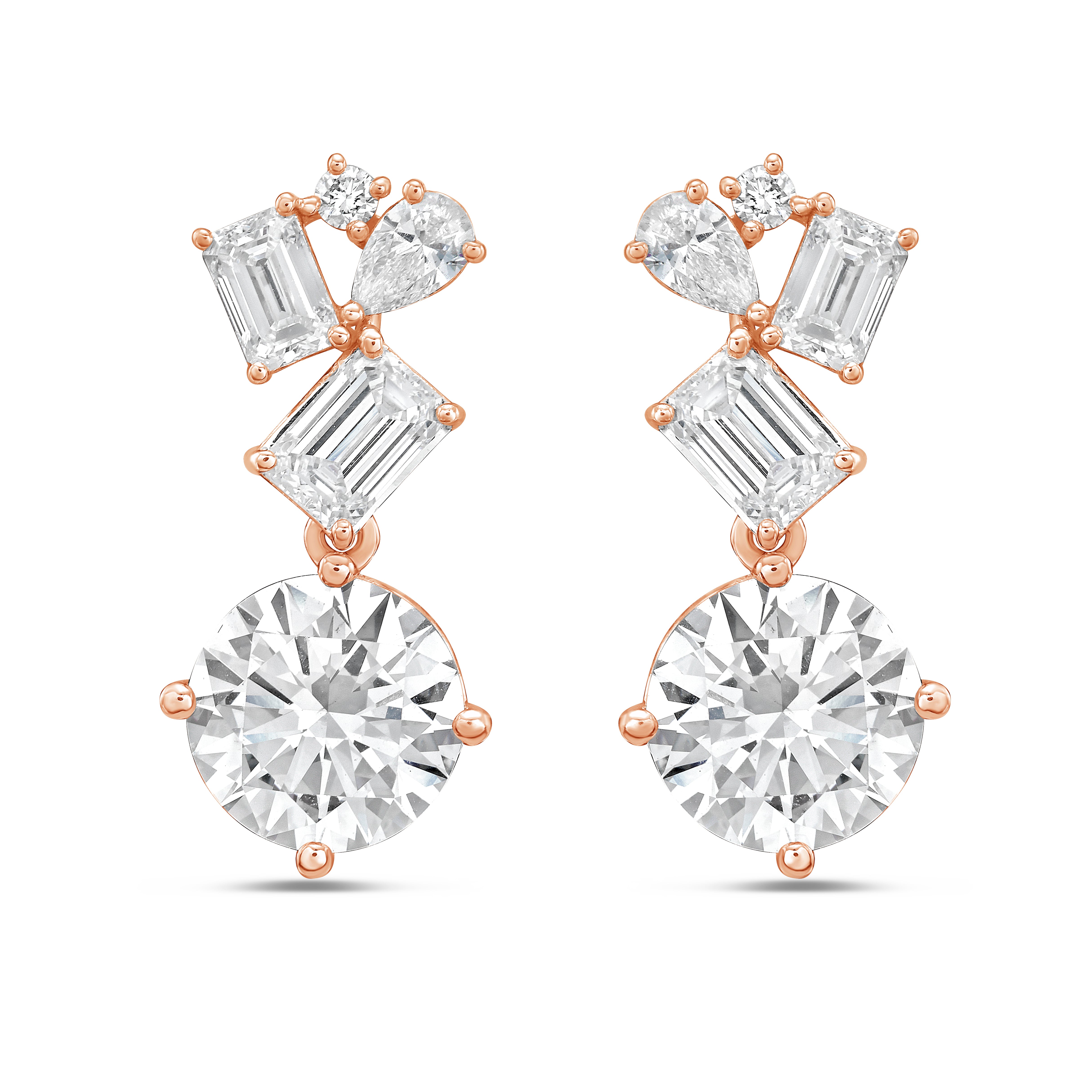 Lab Grown Multi-Cut Diamond Drop Earring