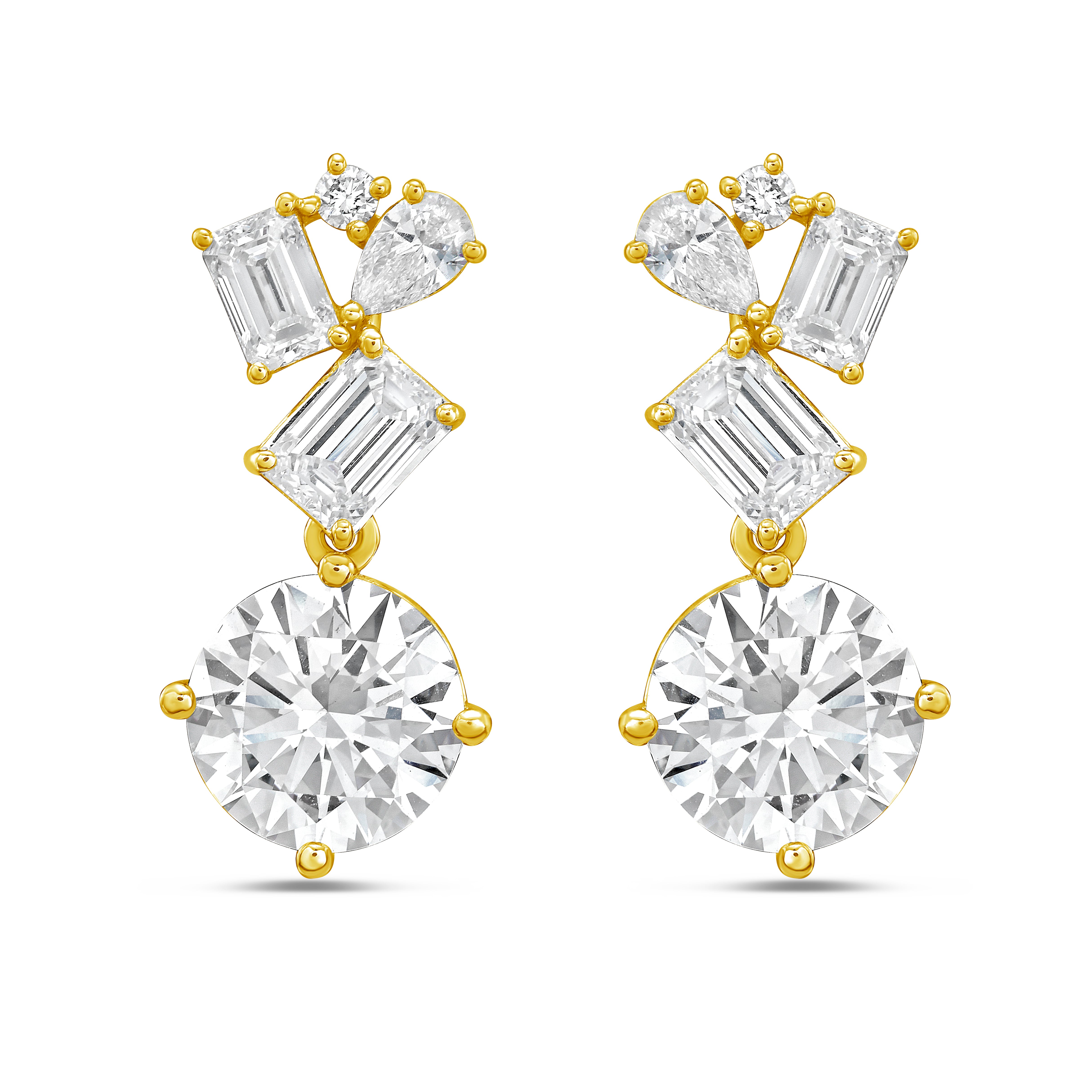 Lab Grown Multi-Cut Diamond Drop Earring