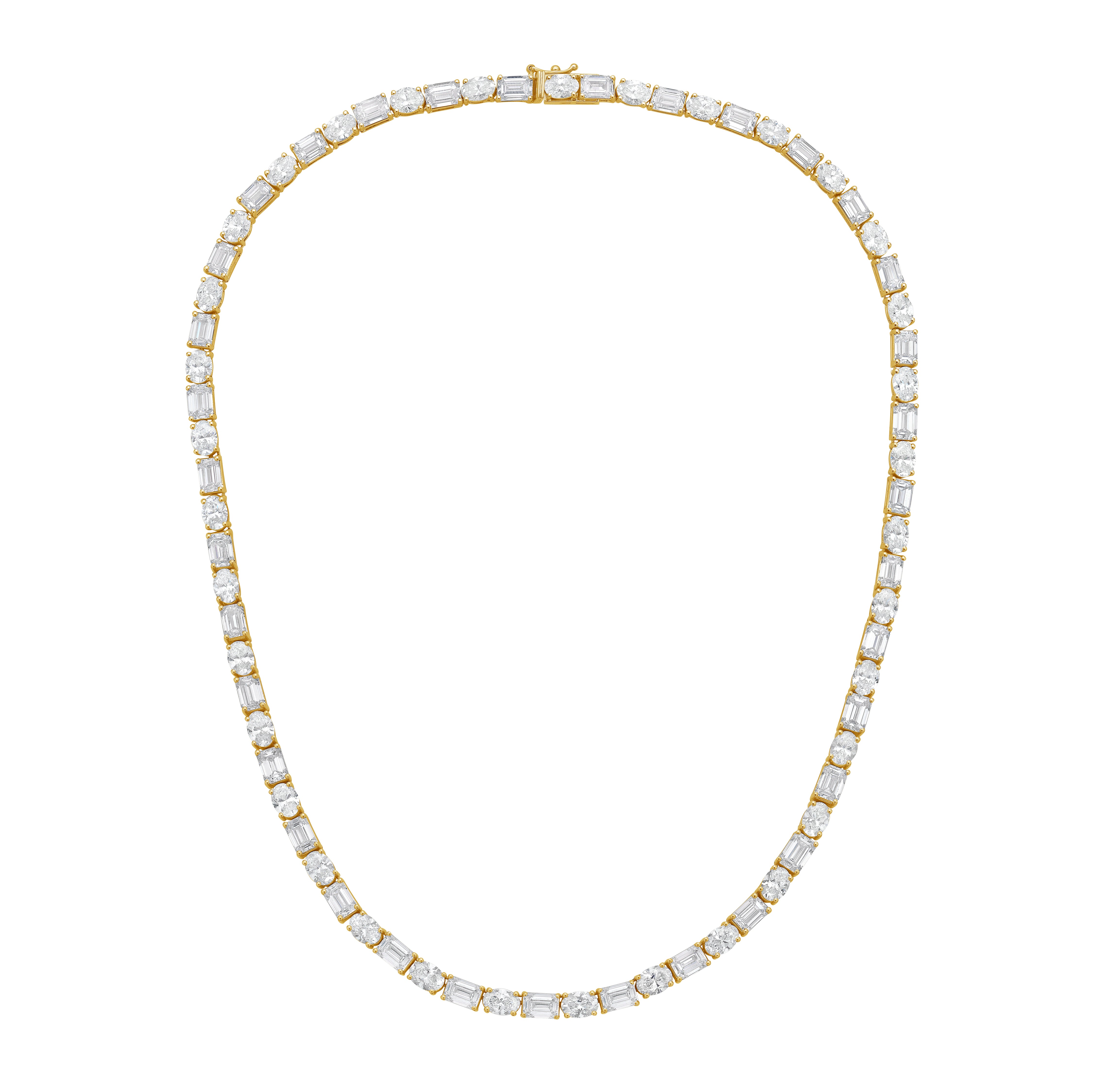 Lab Grown Oval And Emerald Diamond Tennis Necklace
