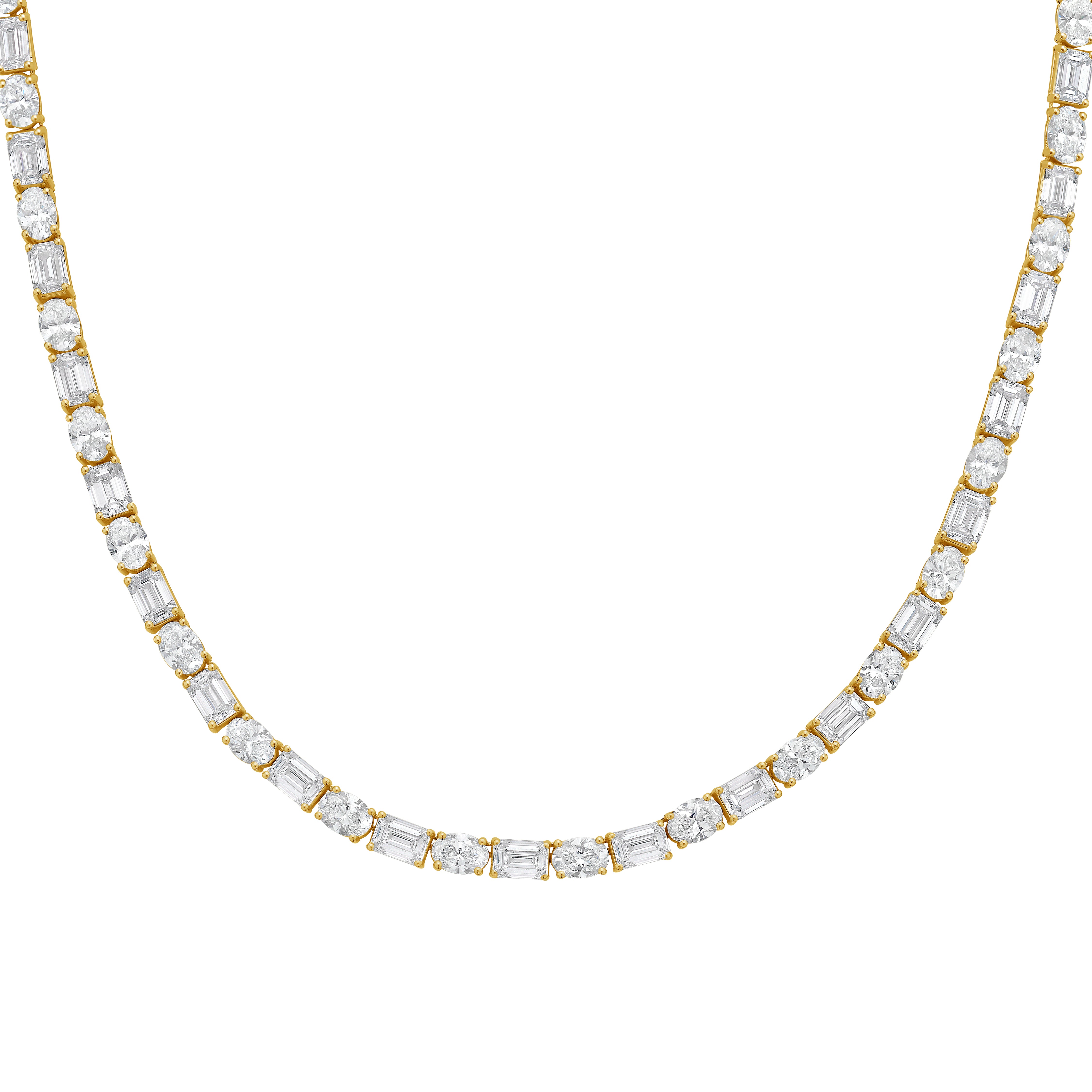 Lab Grown Oval And Emerald Diamond Tennis Necklace