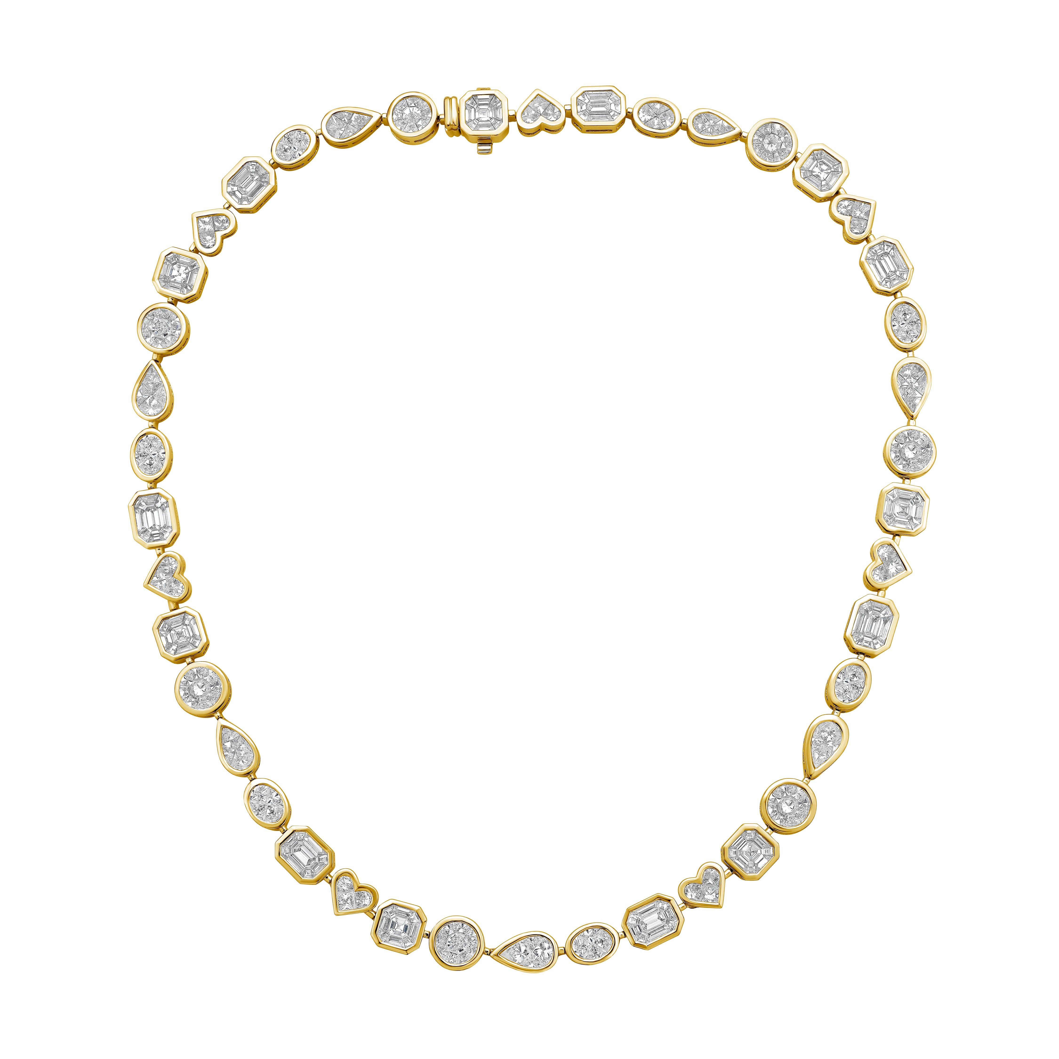 Lab Grown Multi-Cut Diamond Bezel Necklace