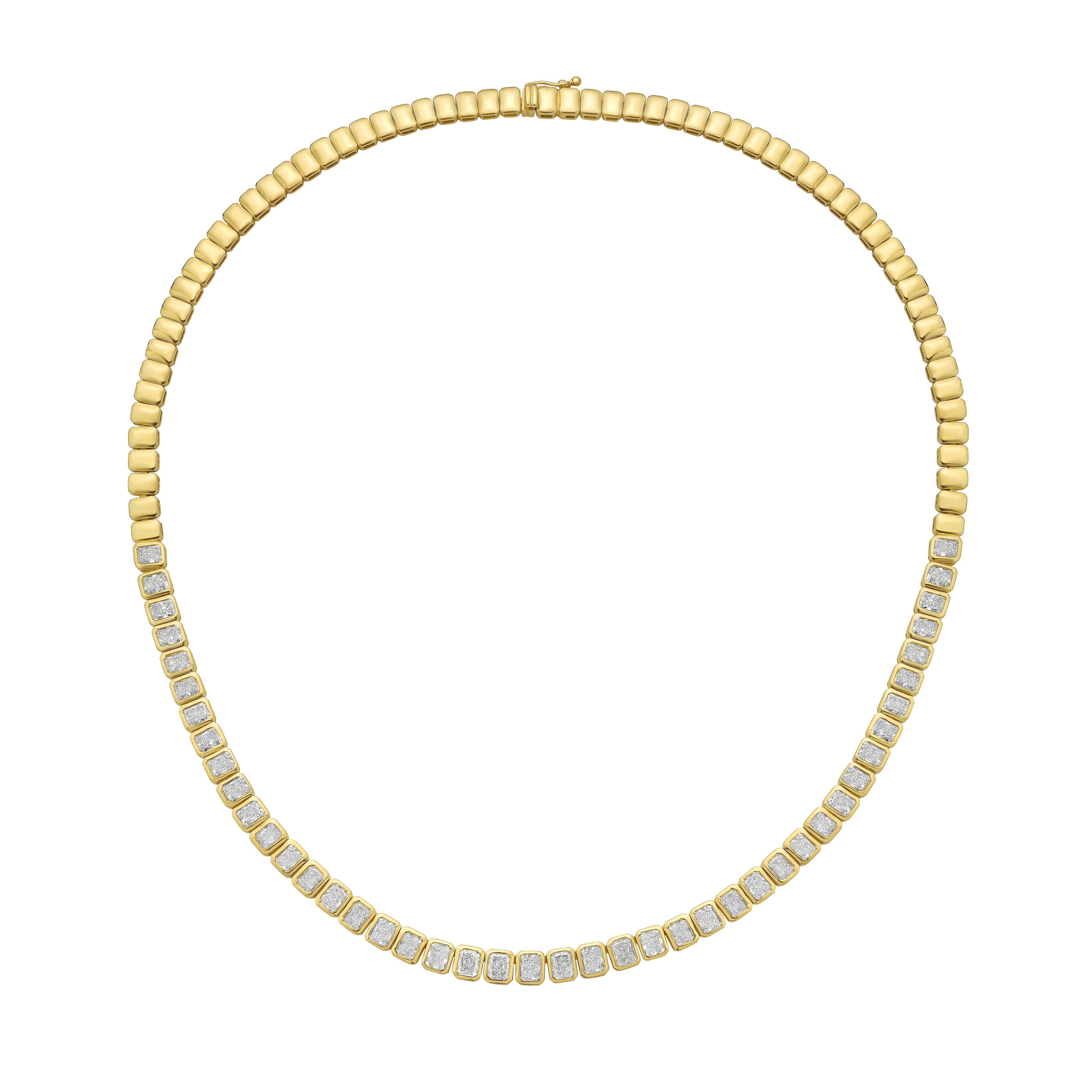 Lab Grown Radiant Cut Halfway Bezel Necklace