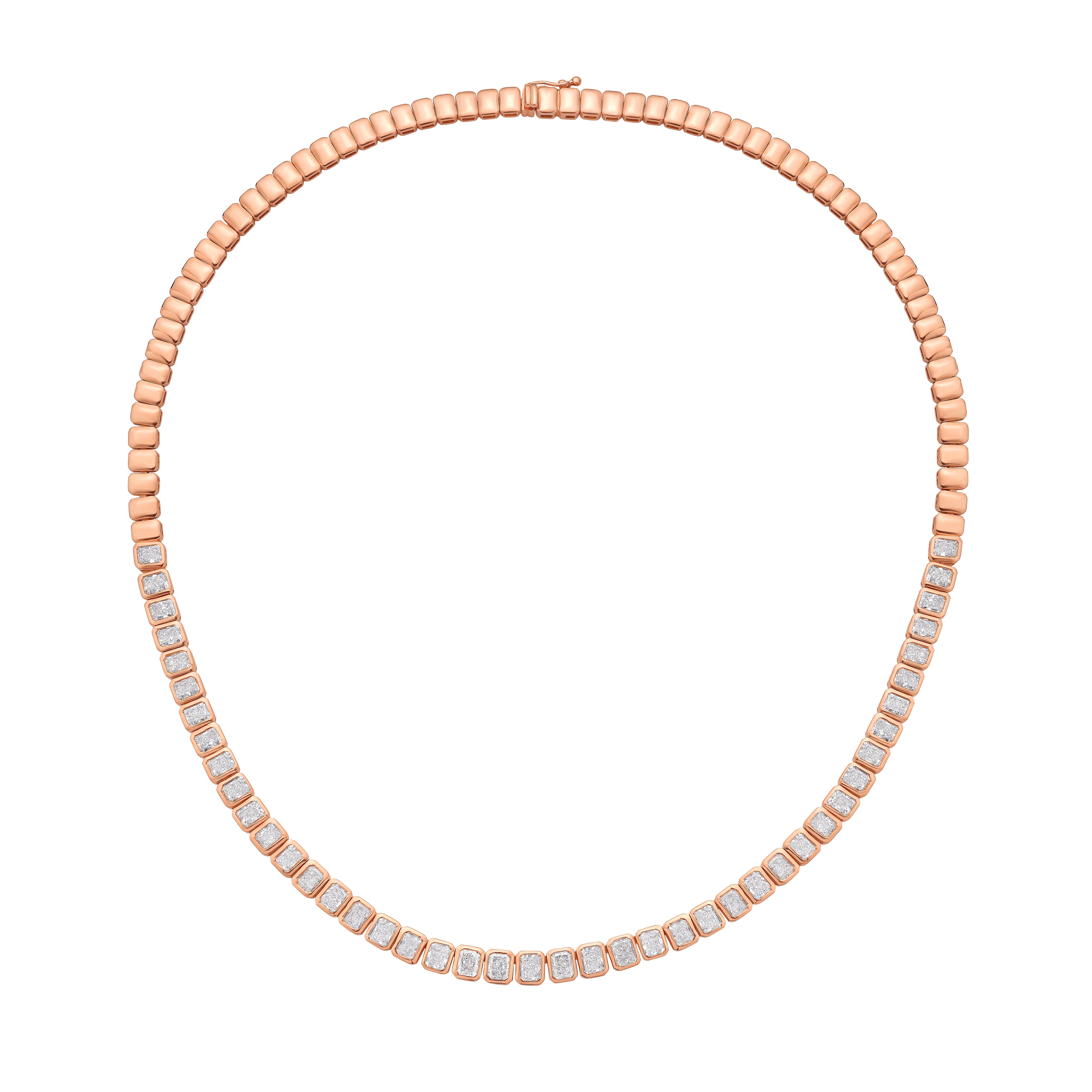 Lab Grown Radiant Cut Halfway Bezel Necklace