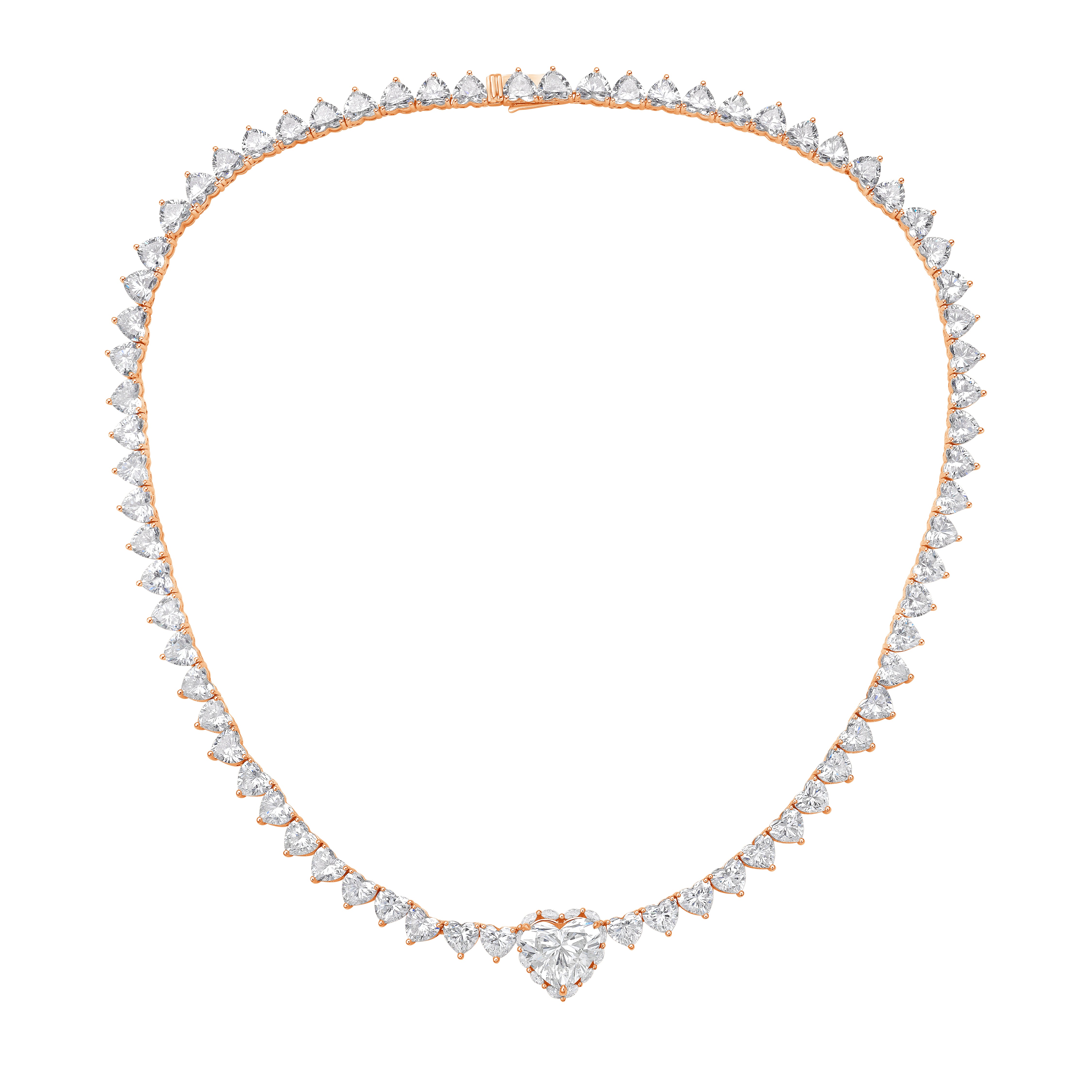 Lab Grown 38cts Heart Diamond Necklace