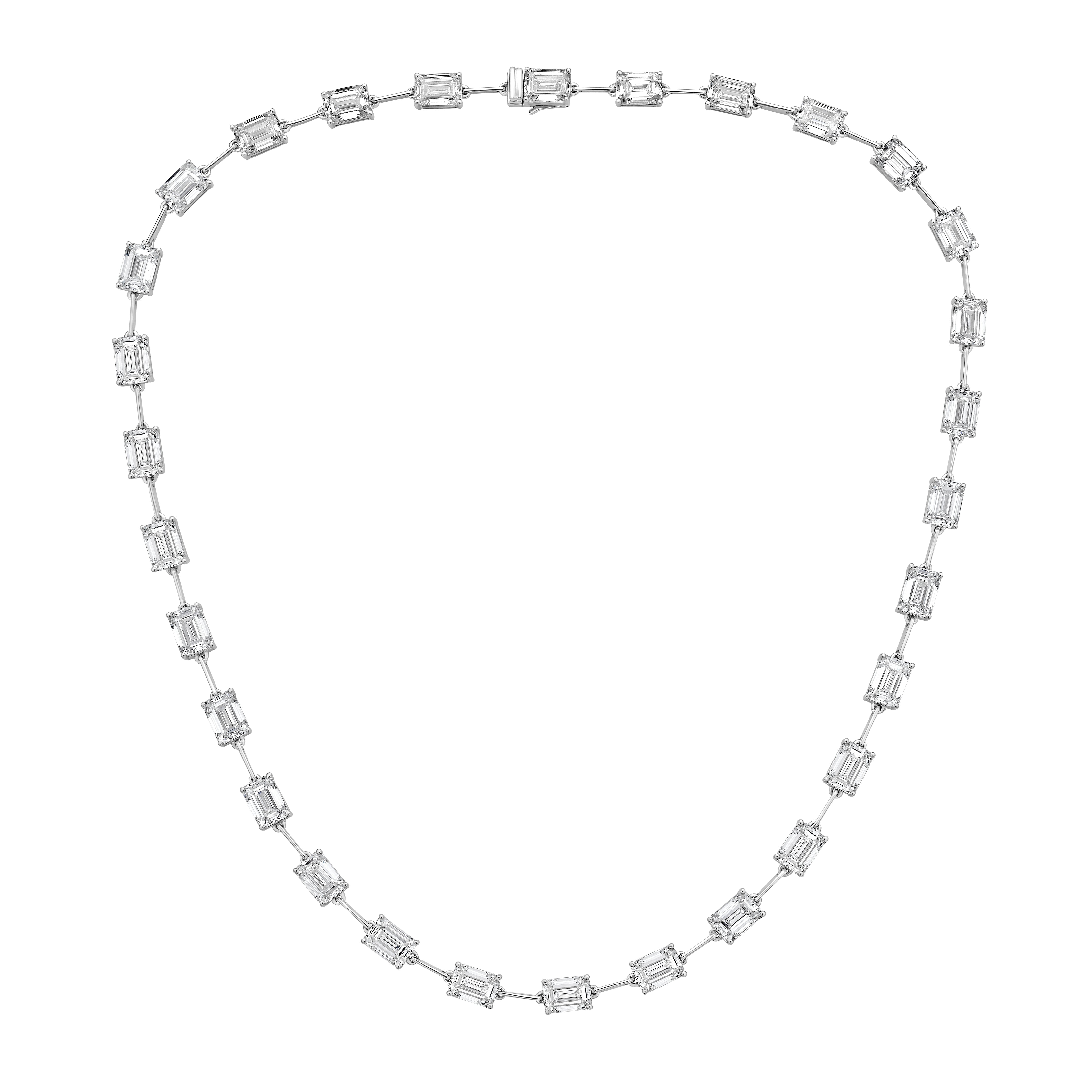 Lab Grown Emerald Cut Diamond Station Necklace