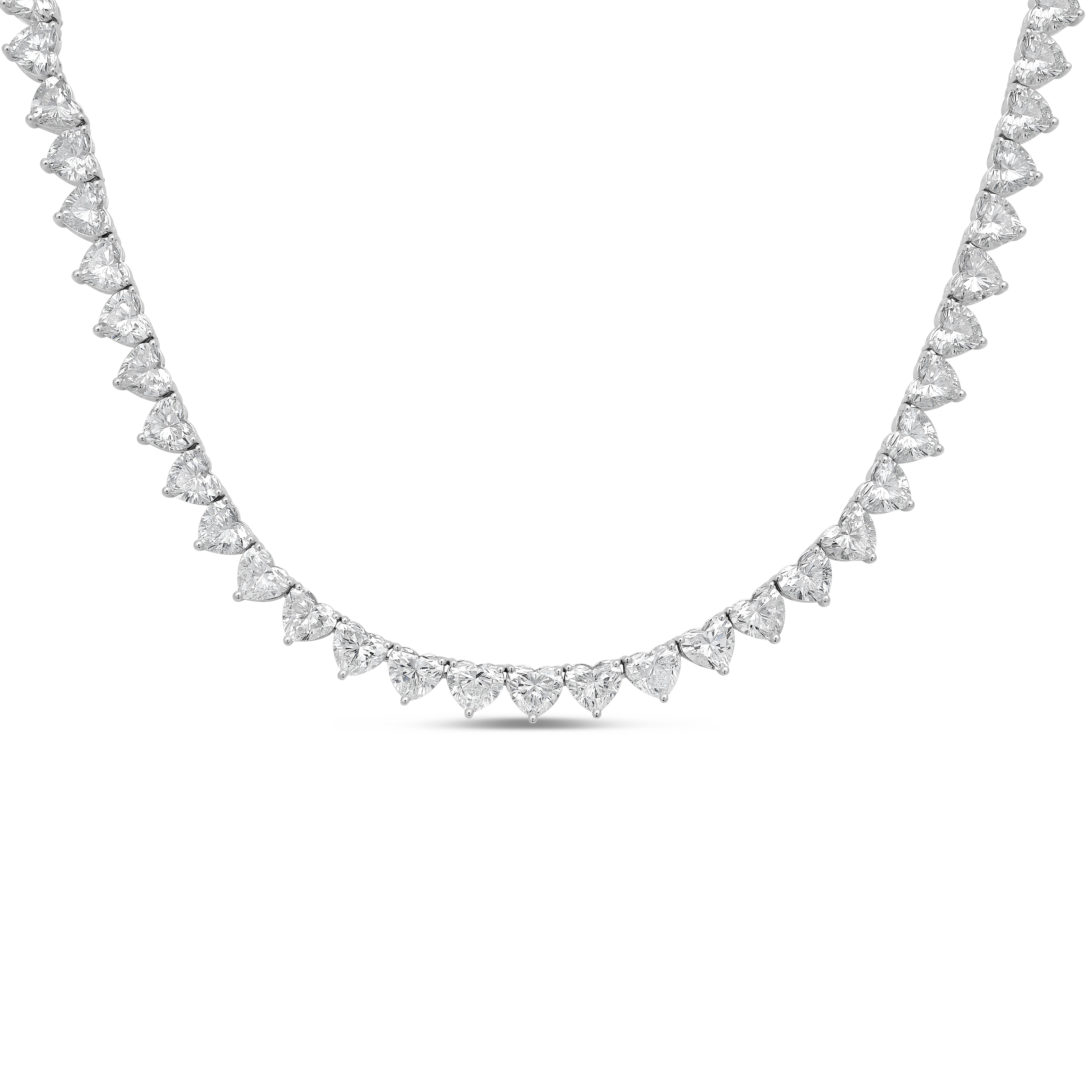 Lab Grown Heart Diamond Tennis Necklace
