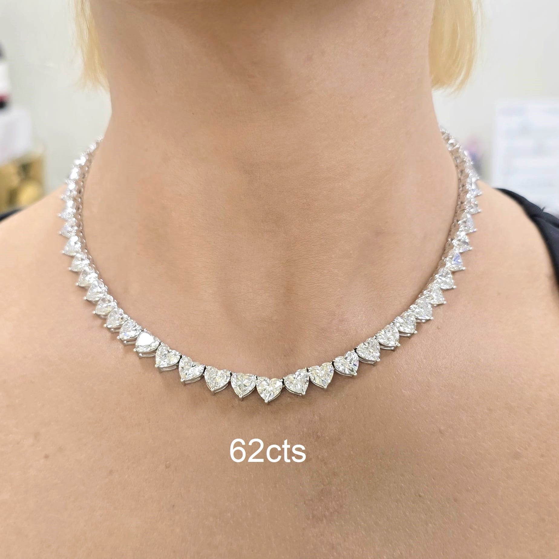 Lab Grown Heart Diamond Tennis Necklace