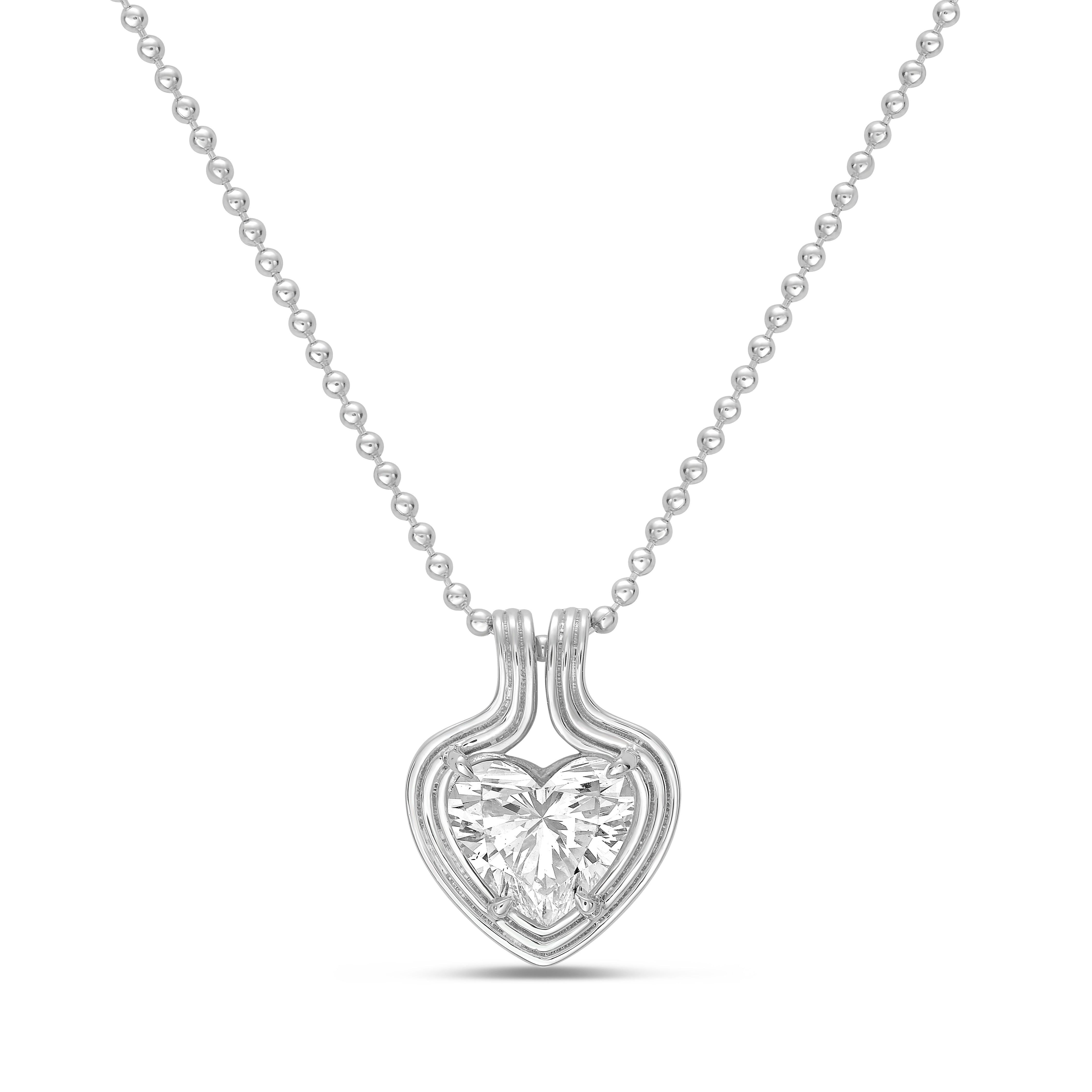 Lab Grown Heart Diamond On Sleeve Pendant