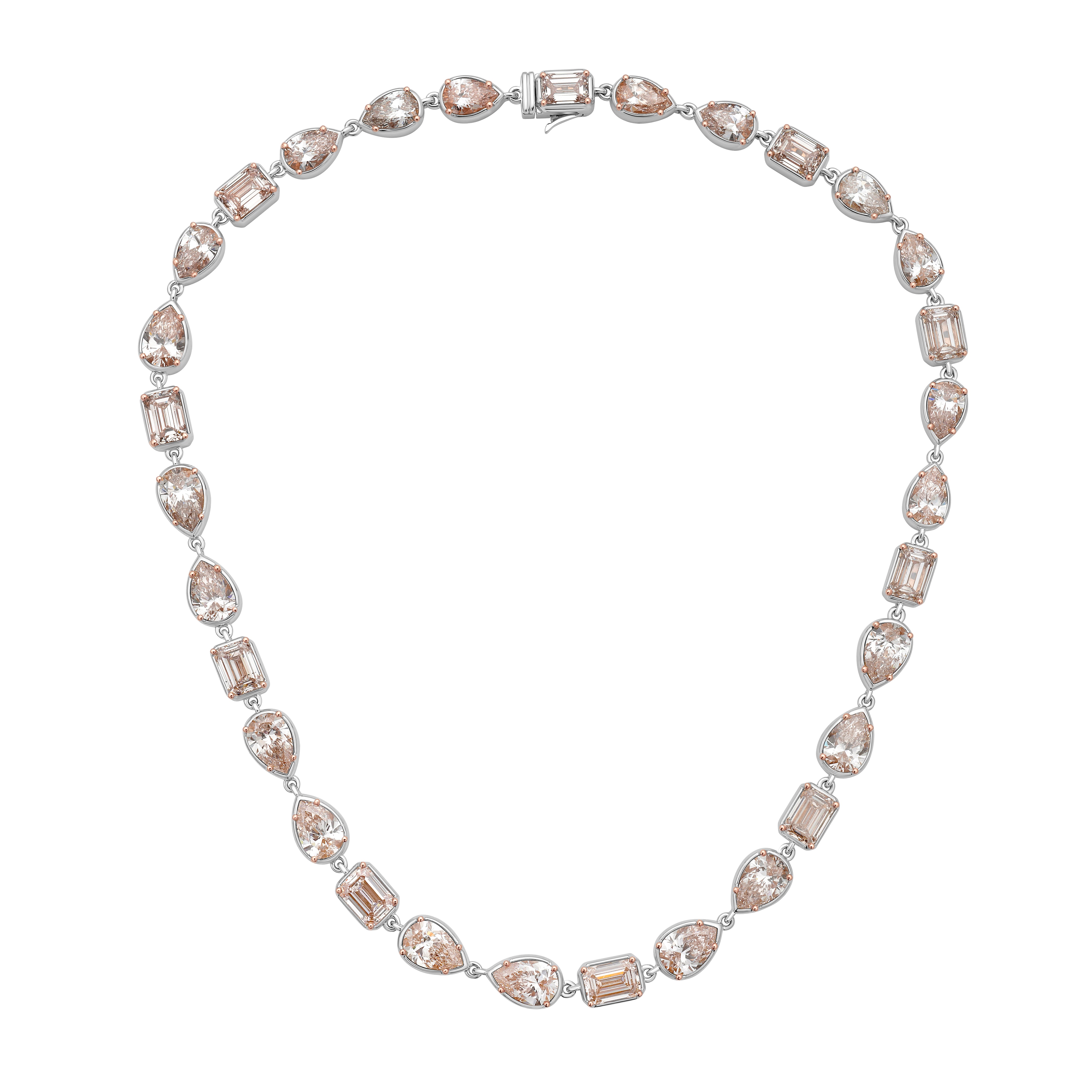 Lab Grown Multi-Cut Pink Diamond Bezel Necklace