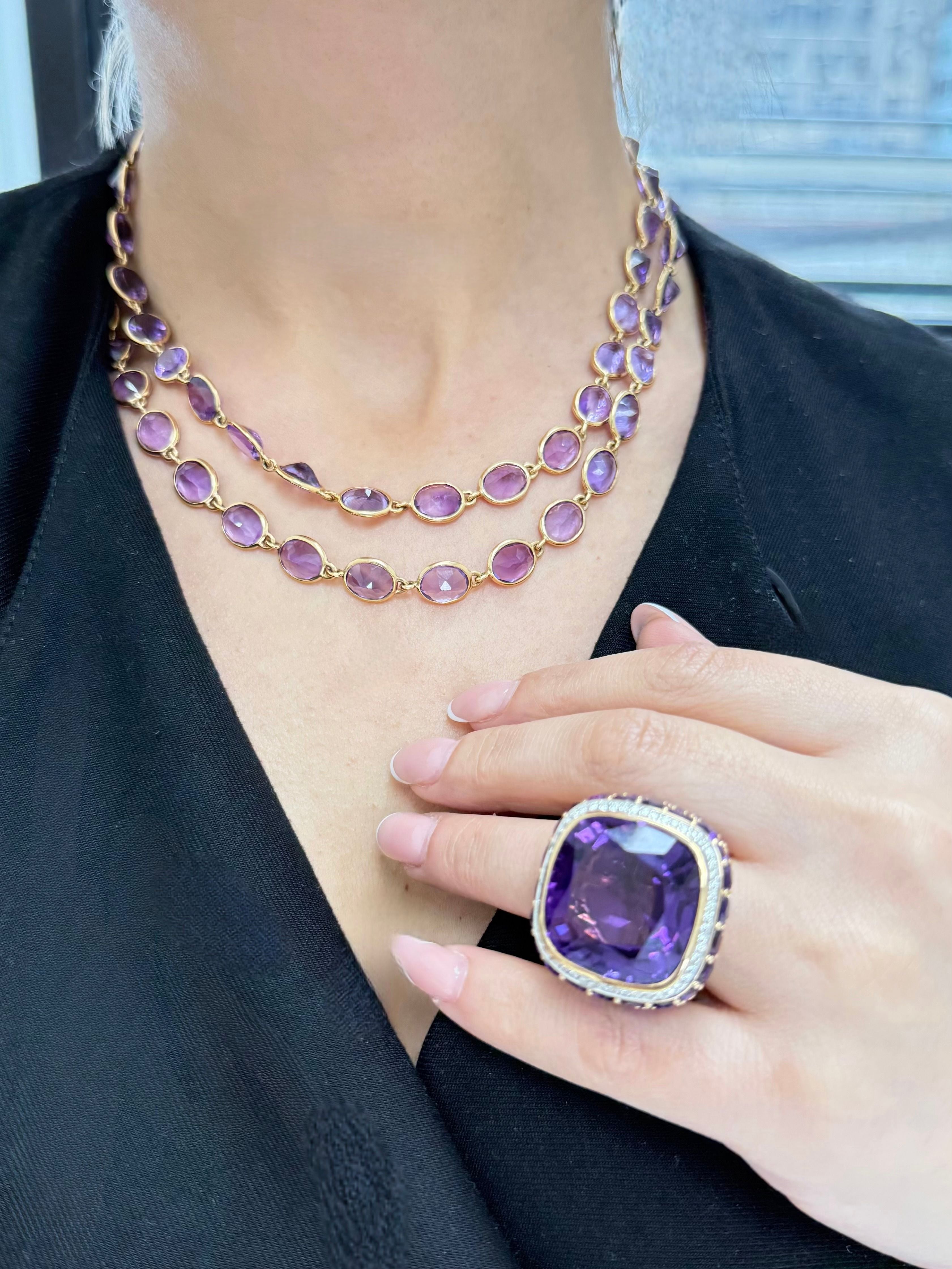 Amethyst & Diamond Cocktail Ring
