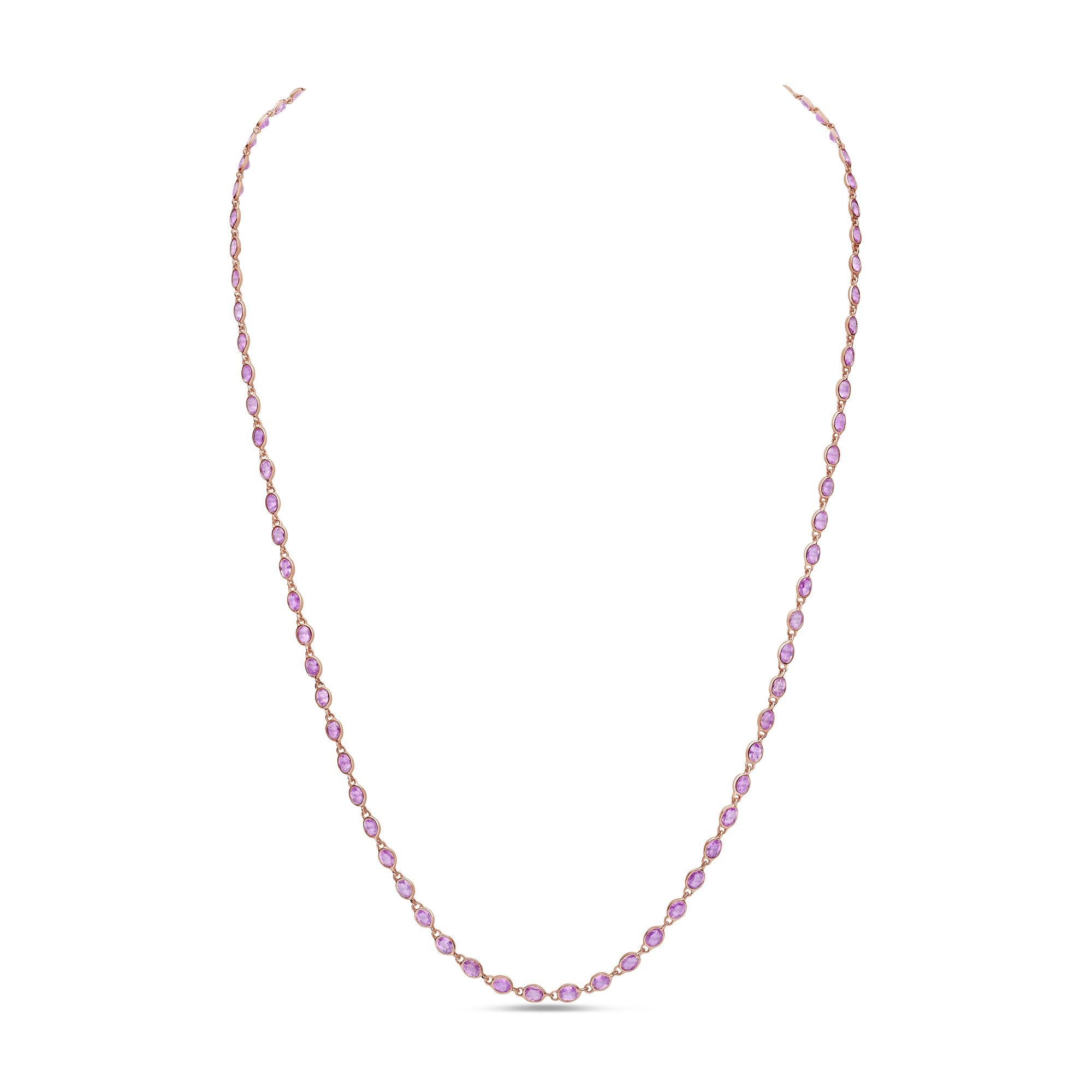 Oval Pink Sapphire Necklace