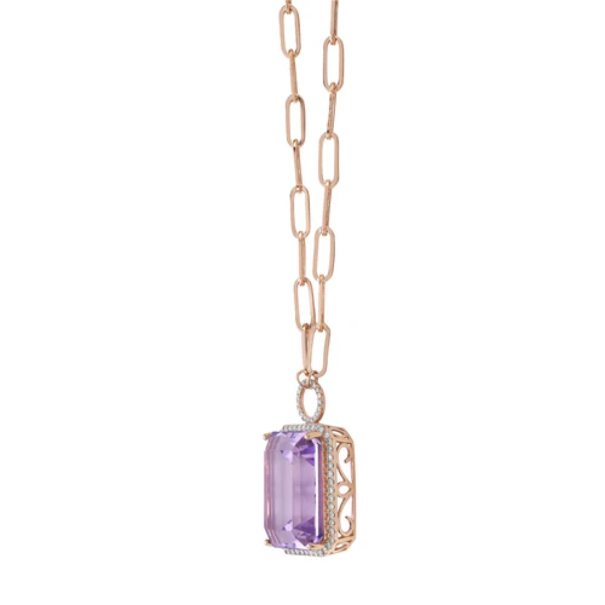 Rose De France Amethyst Link Necklace