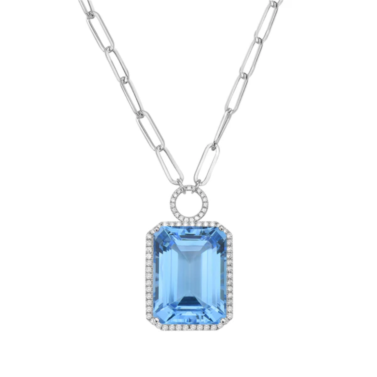 Swiss Blue Topaz Link Necklace