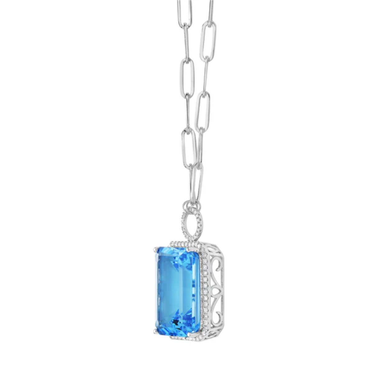 Swiss Blue Topaz Link Necklace