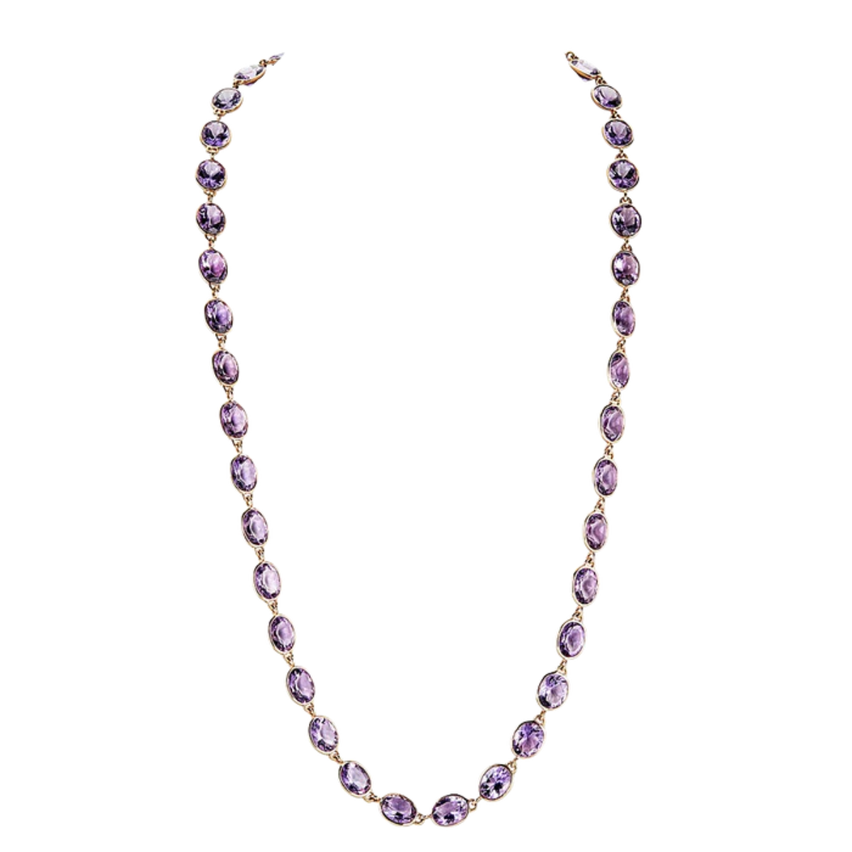 Bezel Set Oval Amethyst Necklace