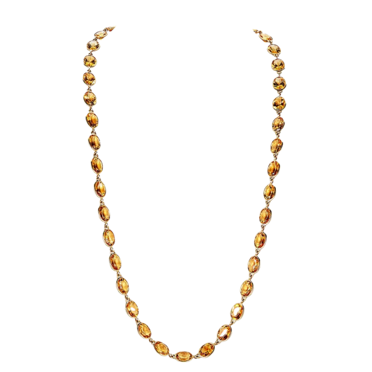 Bezel Set Oval Yellow Citrine Necklace