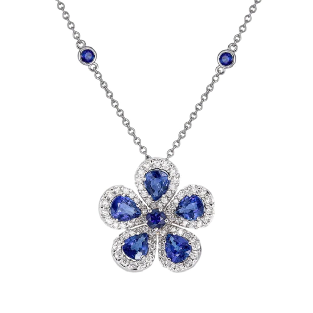 Sapphire Large Flower Necklace