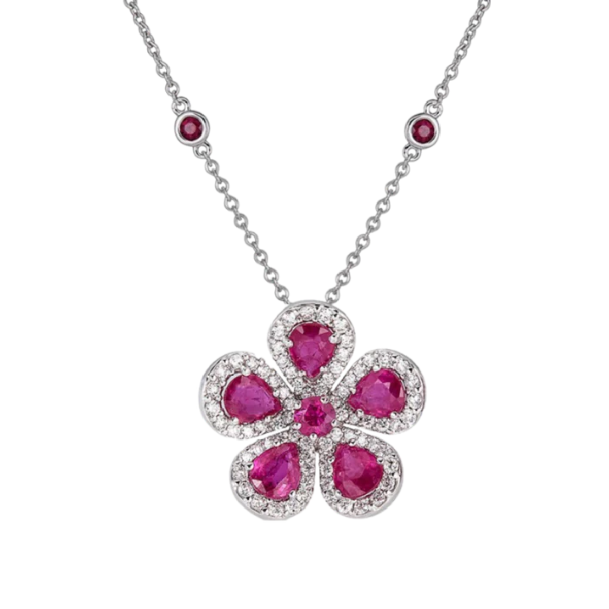 Ruby Large Flower Necklace