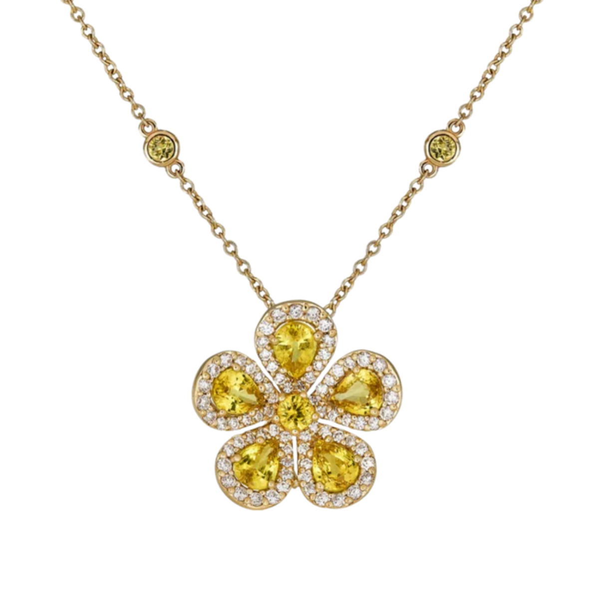 Yellow Sapphire Large Flower Necklace