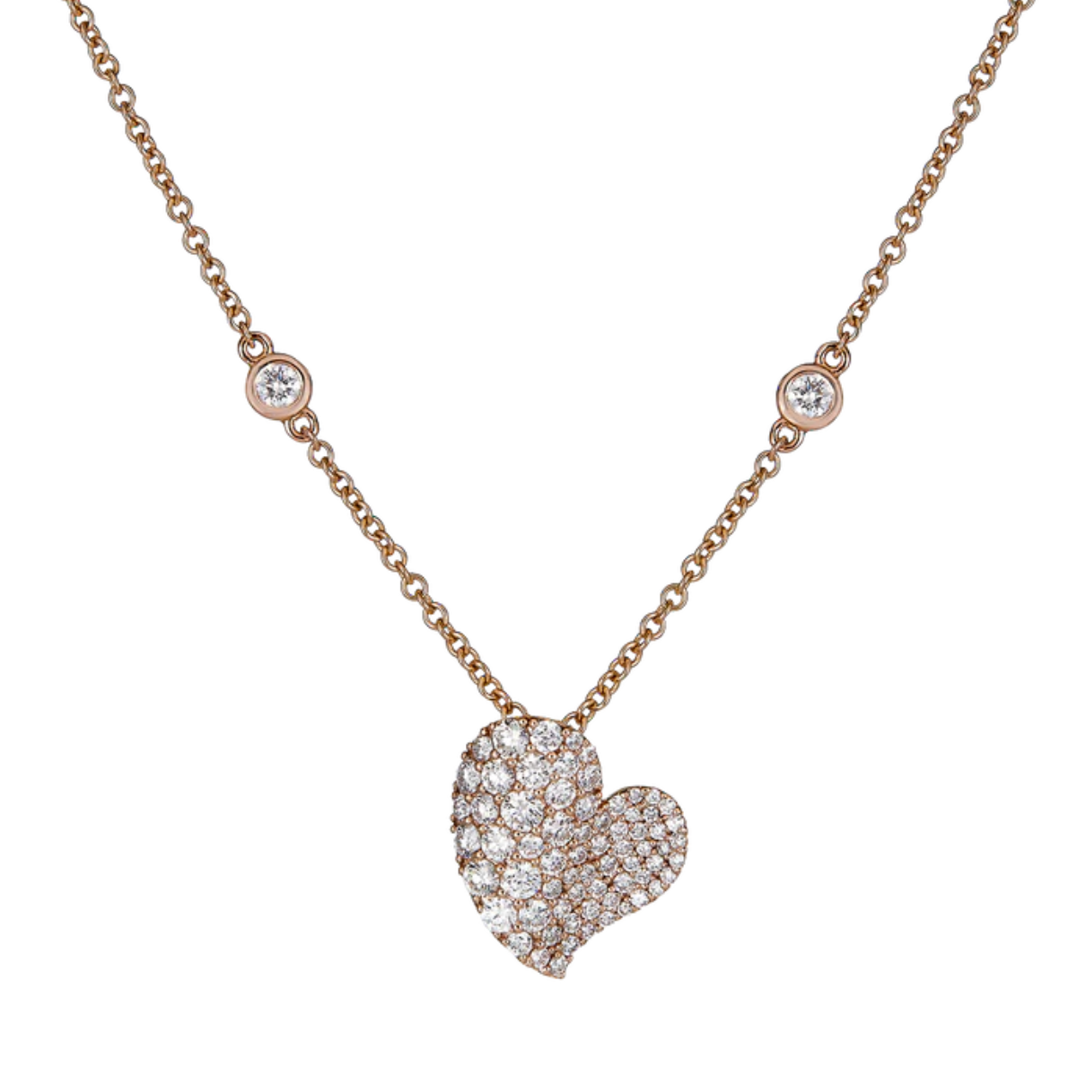 Small Diamond Wave Heart Necklace