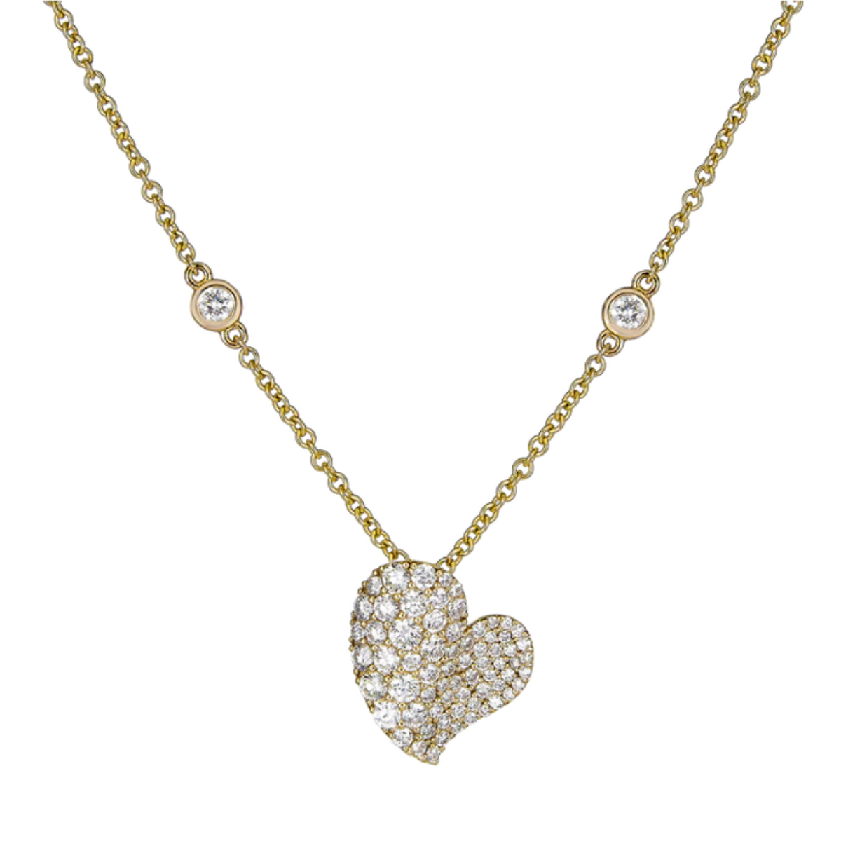 Small Diamond Wave Heart Necklace
