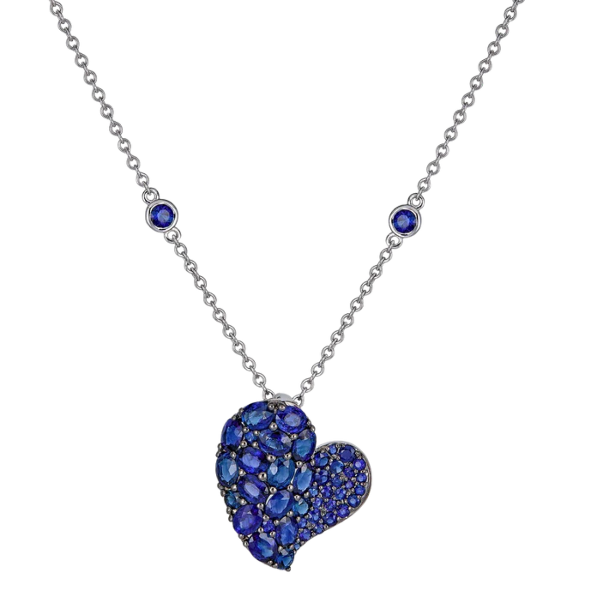 Medium Sapphire Wave Heart Necklace