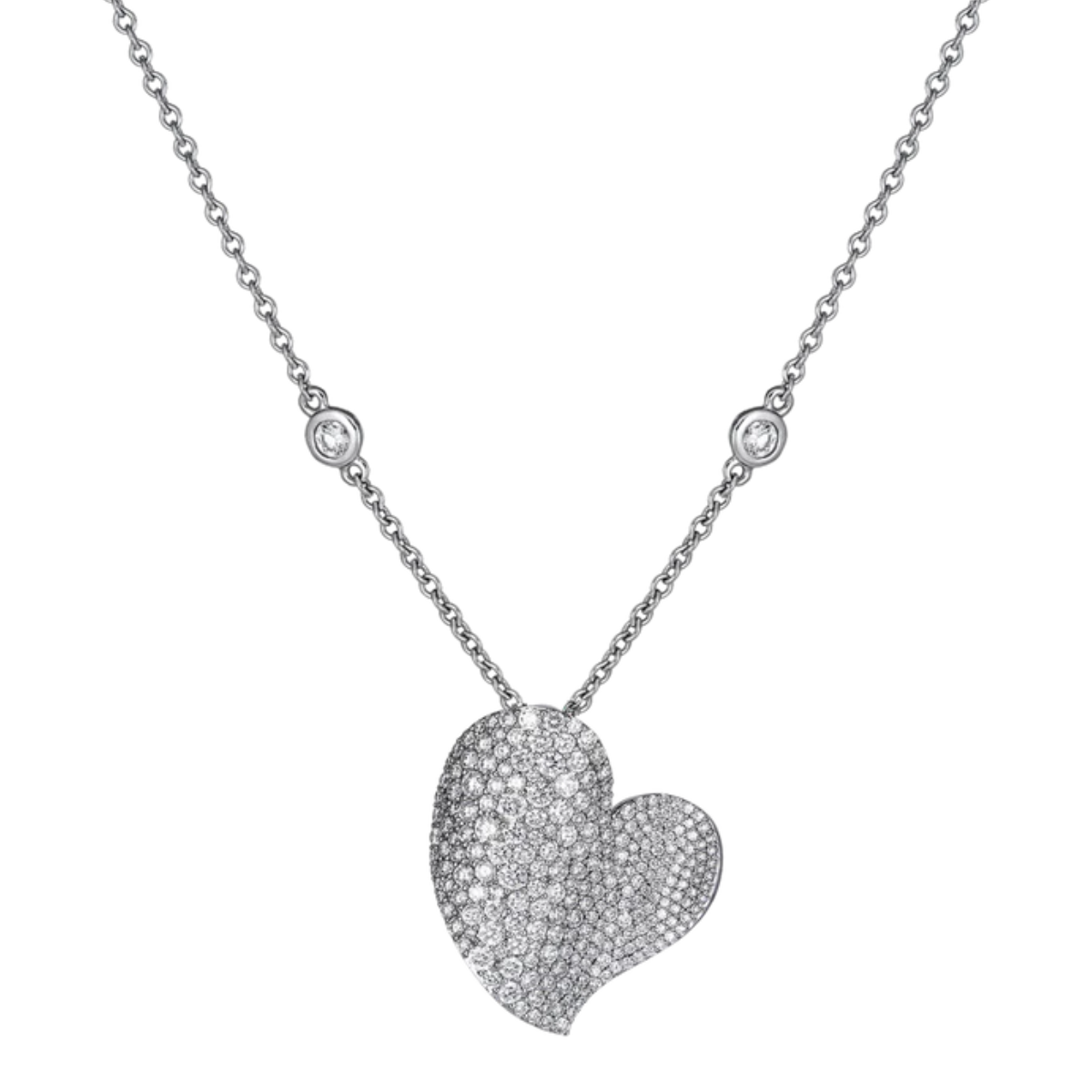 Medium Diamond Wave Heart Necklace