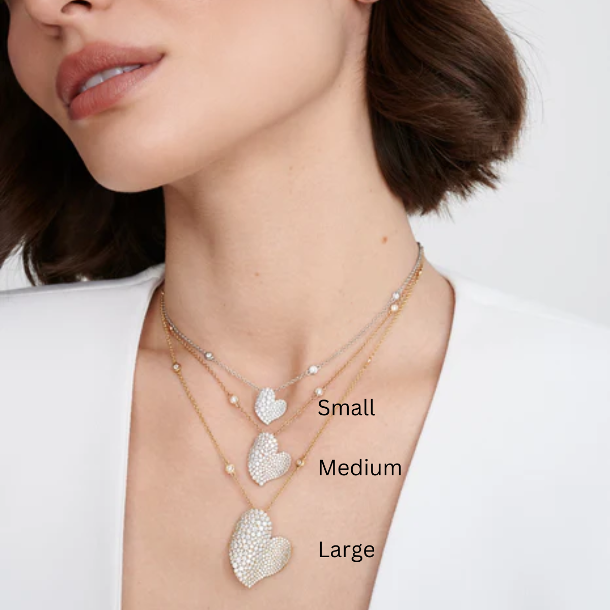 Medium Diamond Wave Heart Necklace