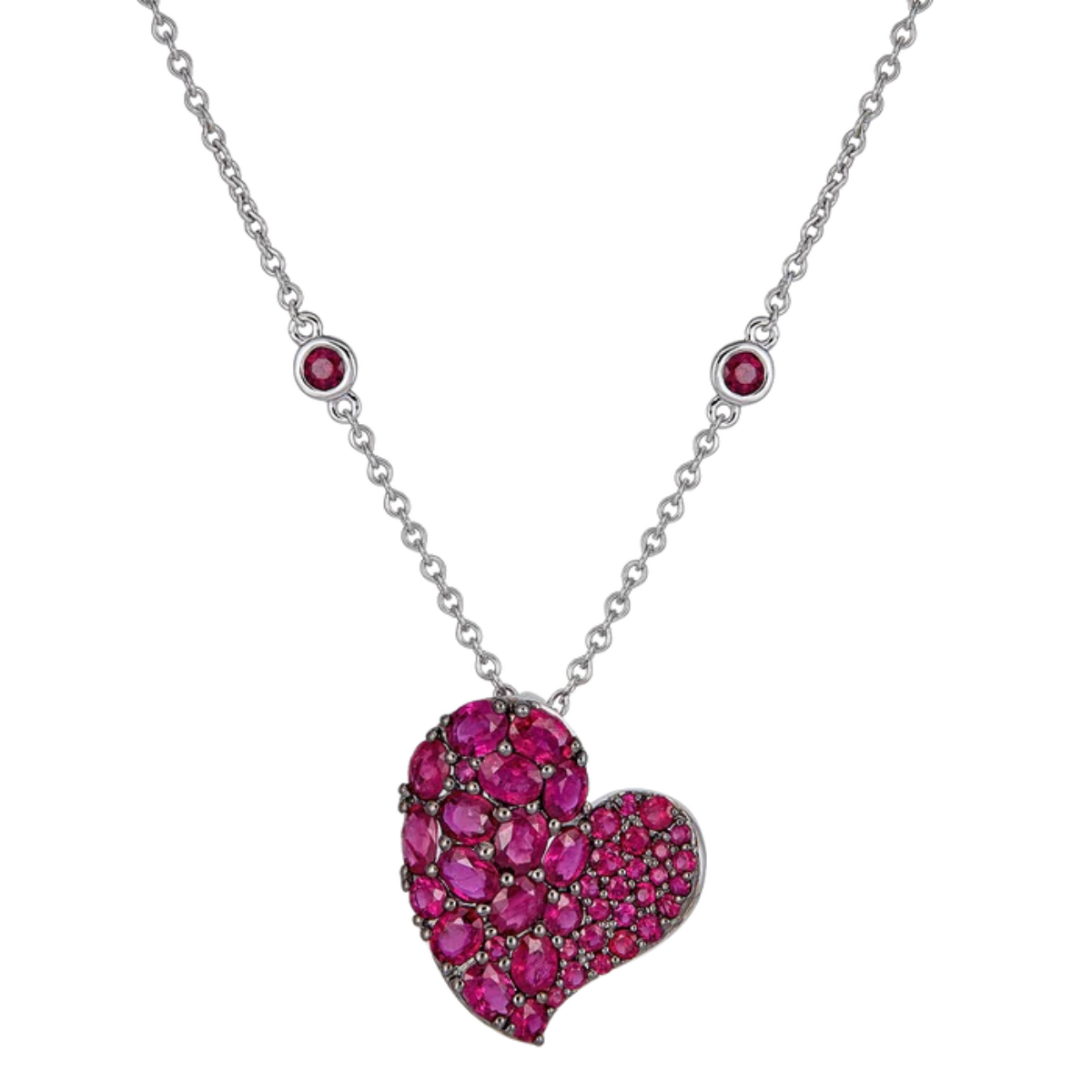 Medium Ruby Wave Heart Necklace