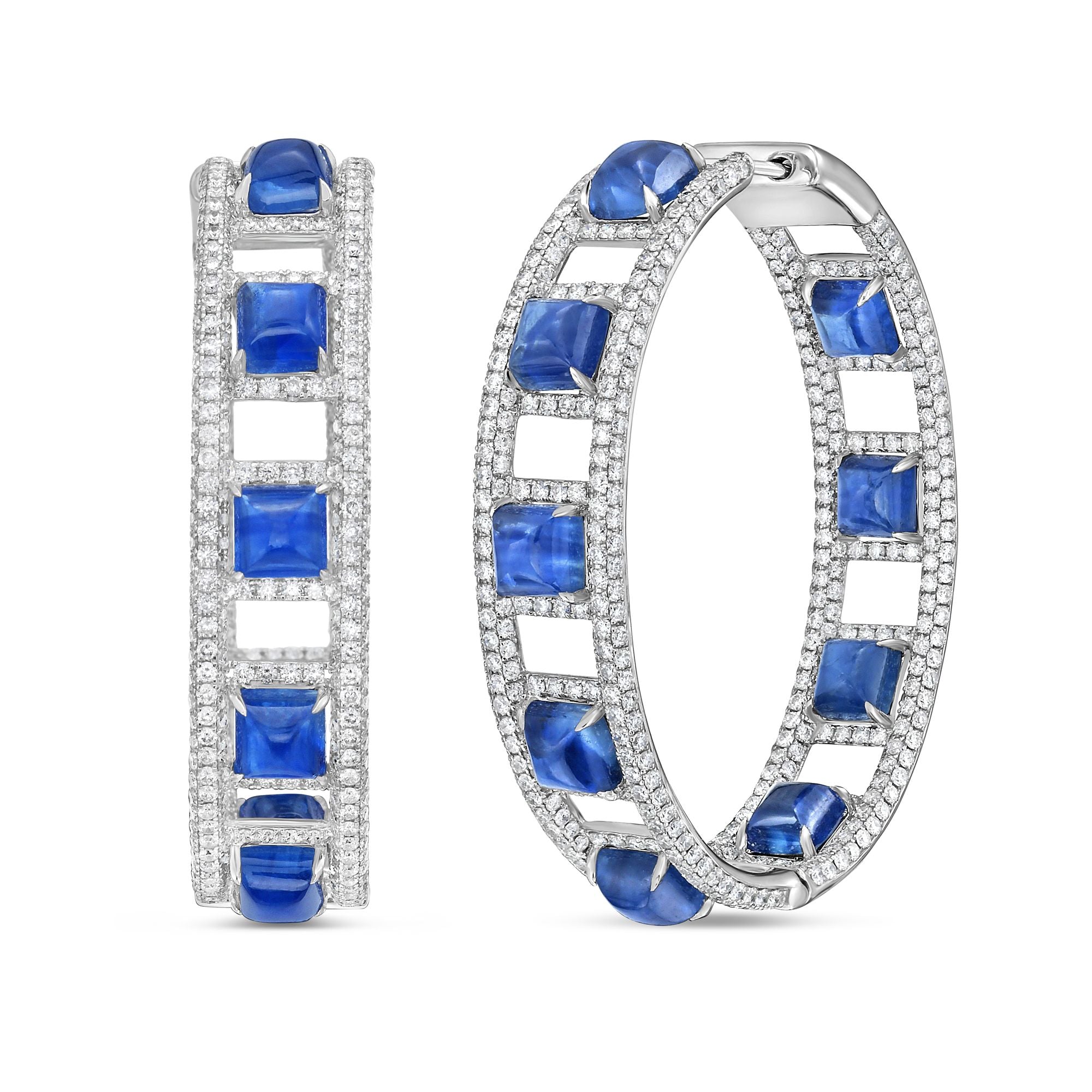 Blue Sapphire Hoops