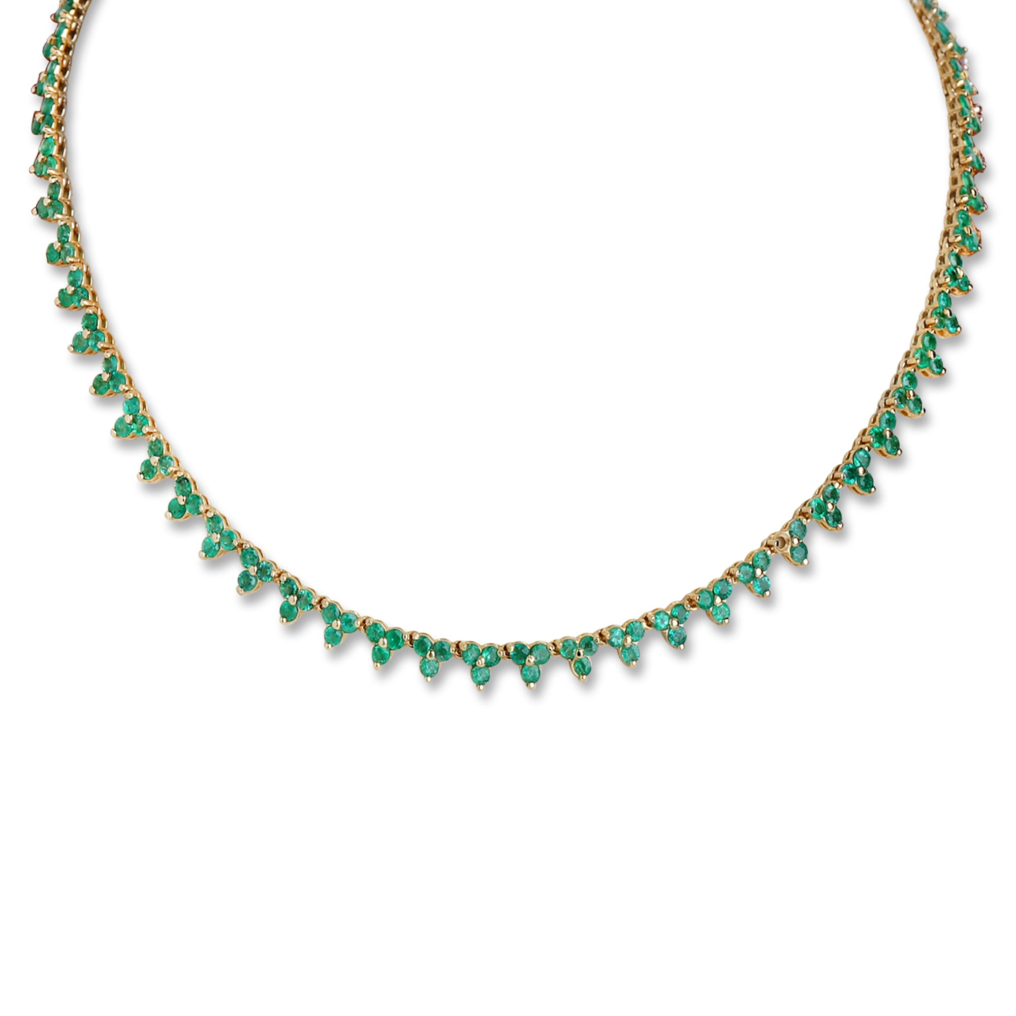 Emerald Cluster Tennis Necklace