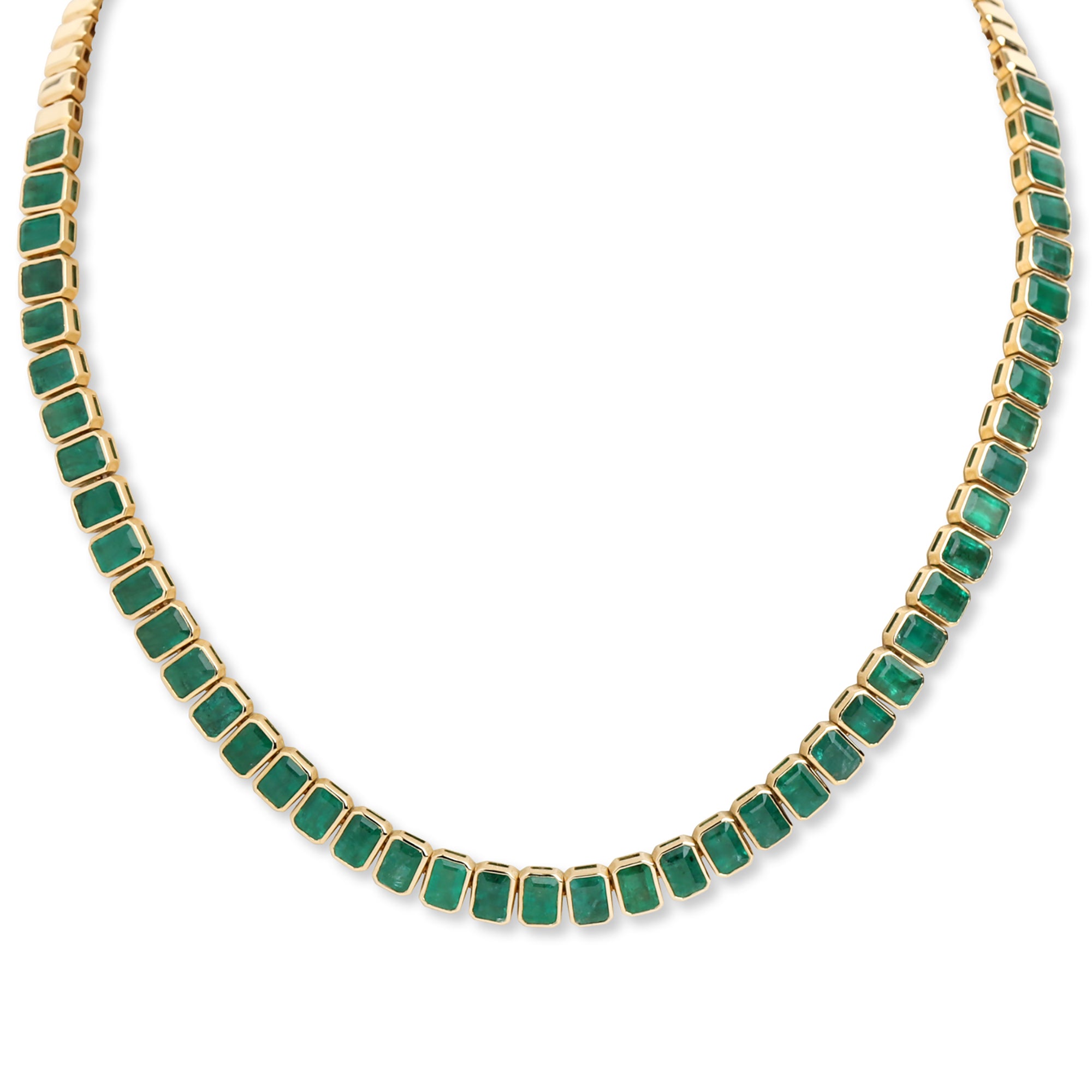 Bezel Set Emerald Tennis Necklace