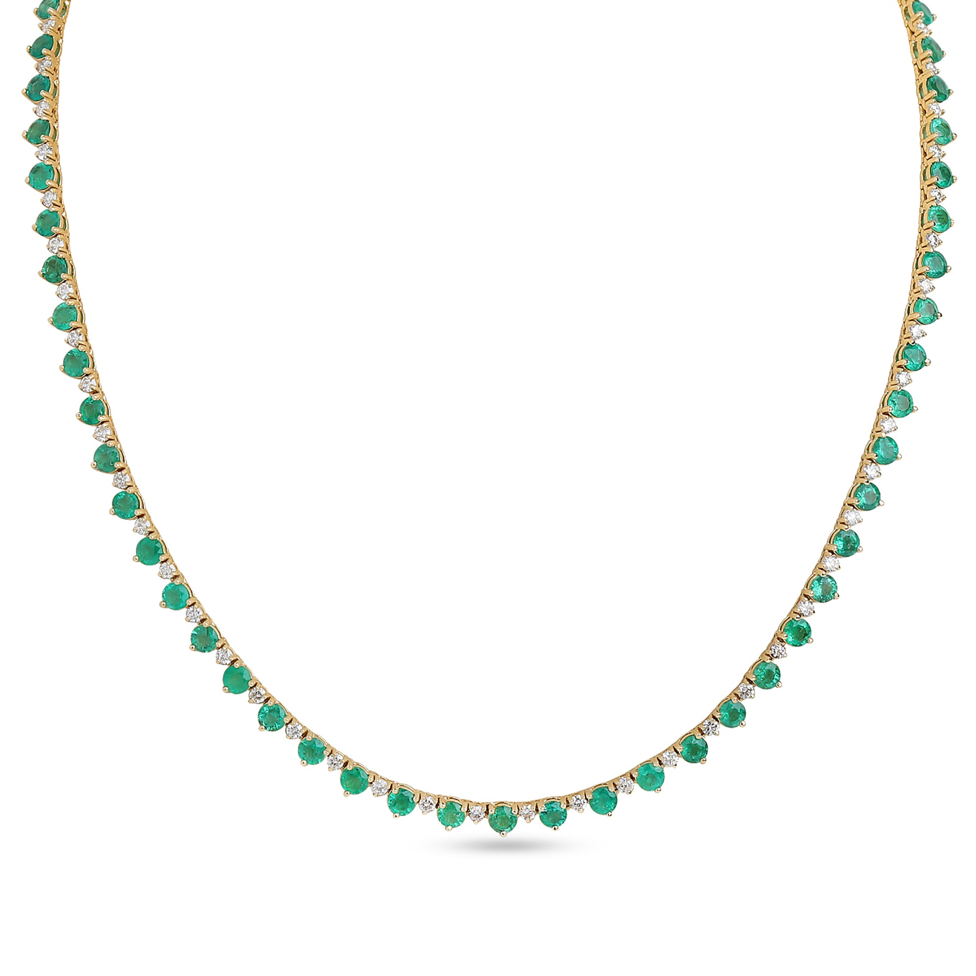 Emerald and Diamond Tennis Necklace