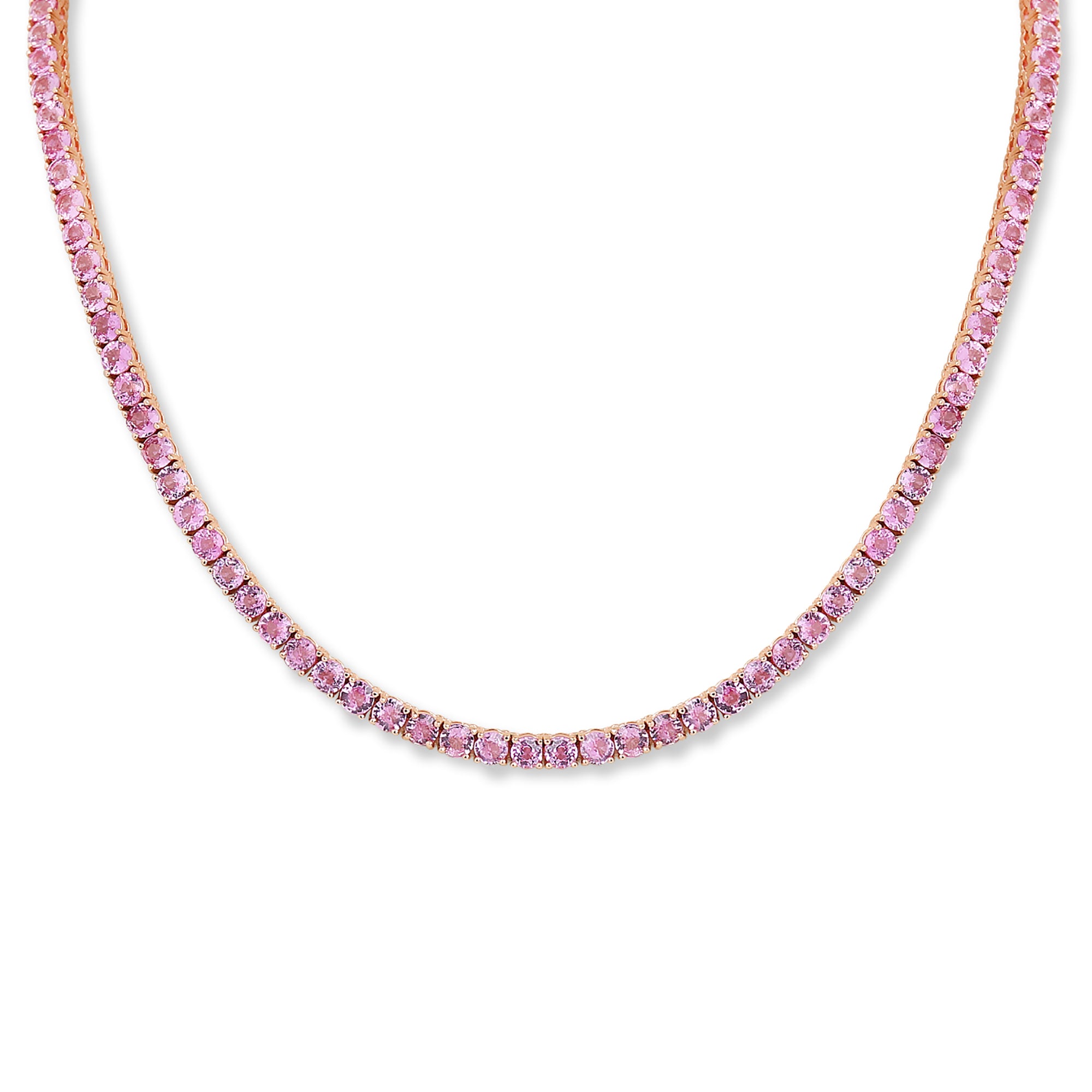 Pink Sapphire Tennis Necklace