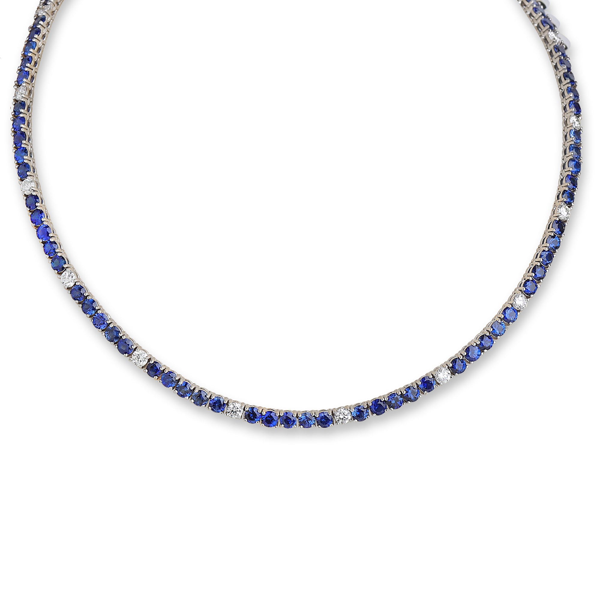 Sapphire and Diamond Tennis Necklace